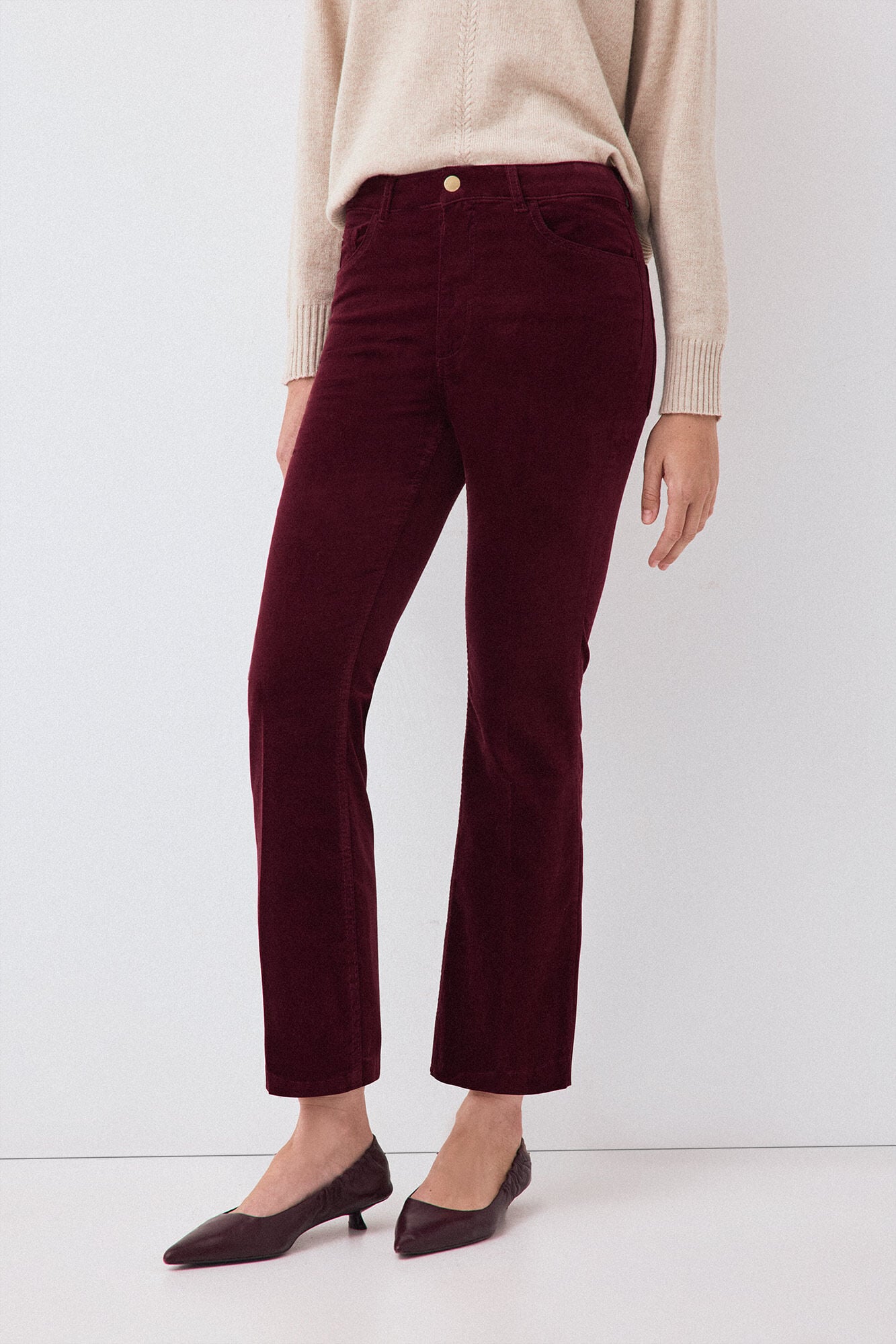 Pedro del Hierro Pantalones flare cropped velvet