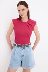 Pedro del Hierro Short sleeve T-shirt with shoulder detail Pink