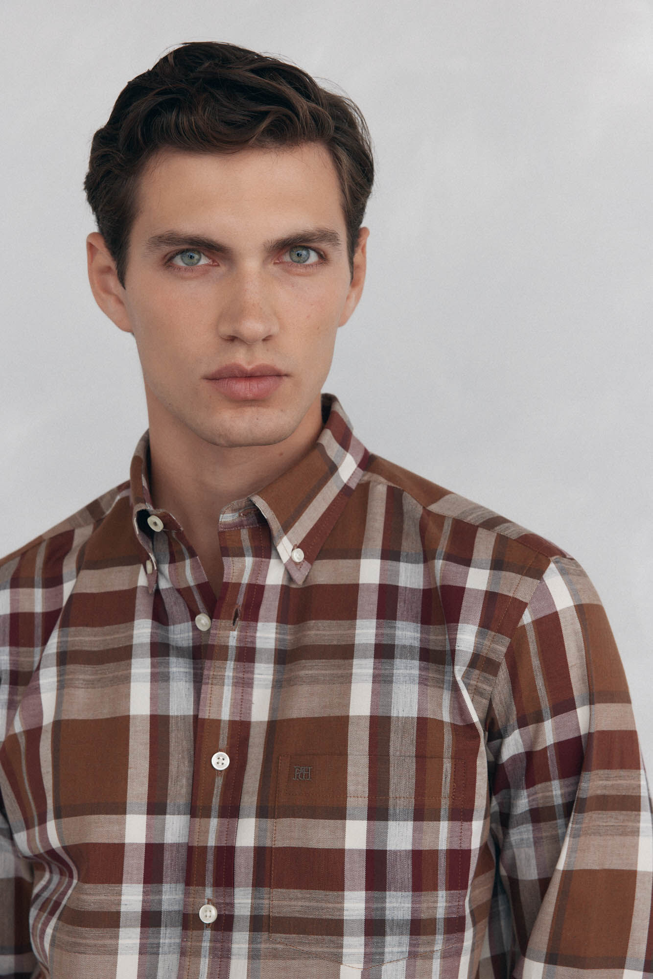 Pedro del Hierro Camisa twill cuadros Burdeos