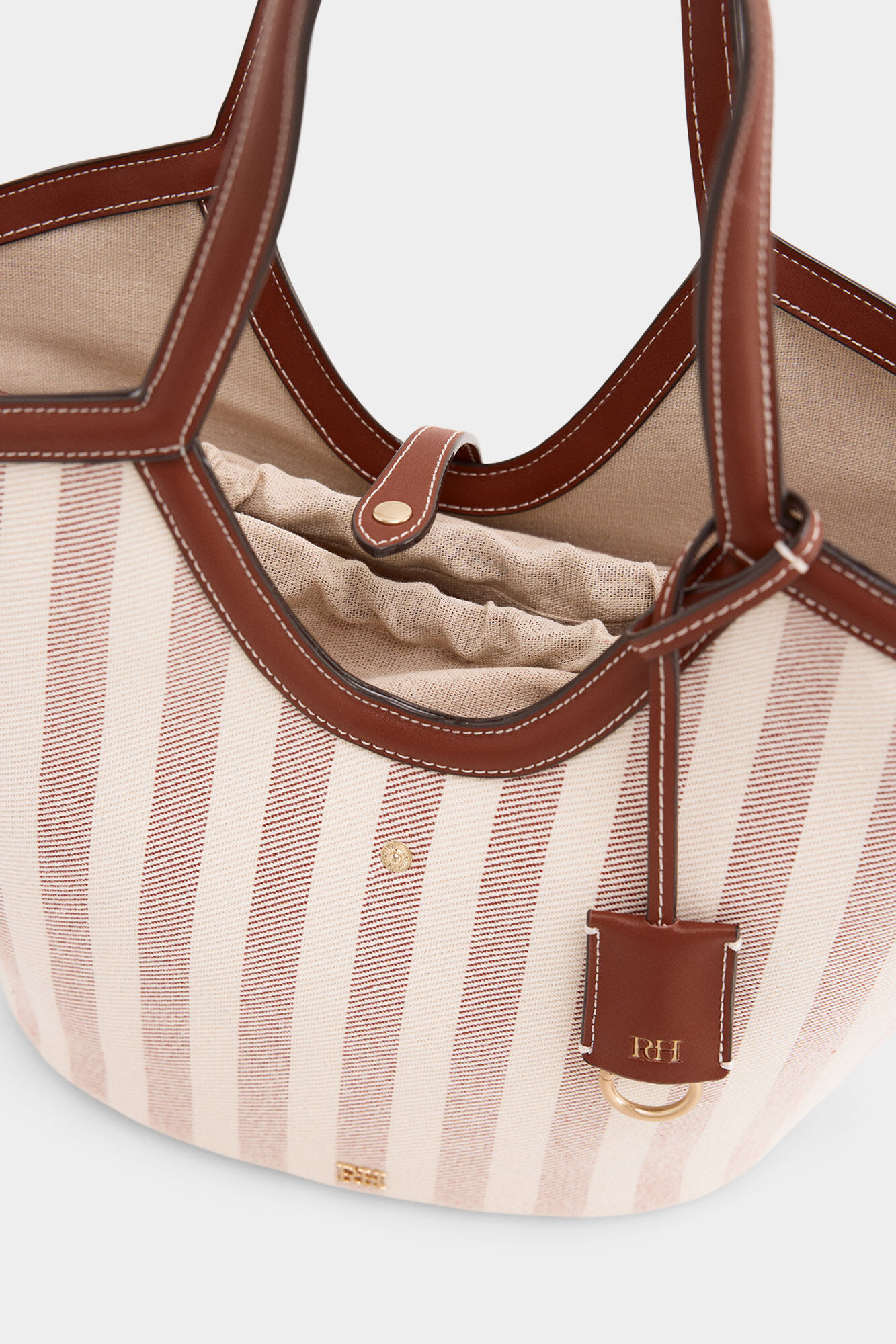 Pedro del Hierro Fabric striped basket bag Brown
