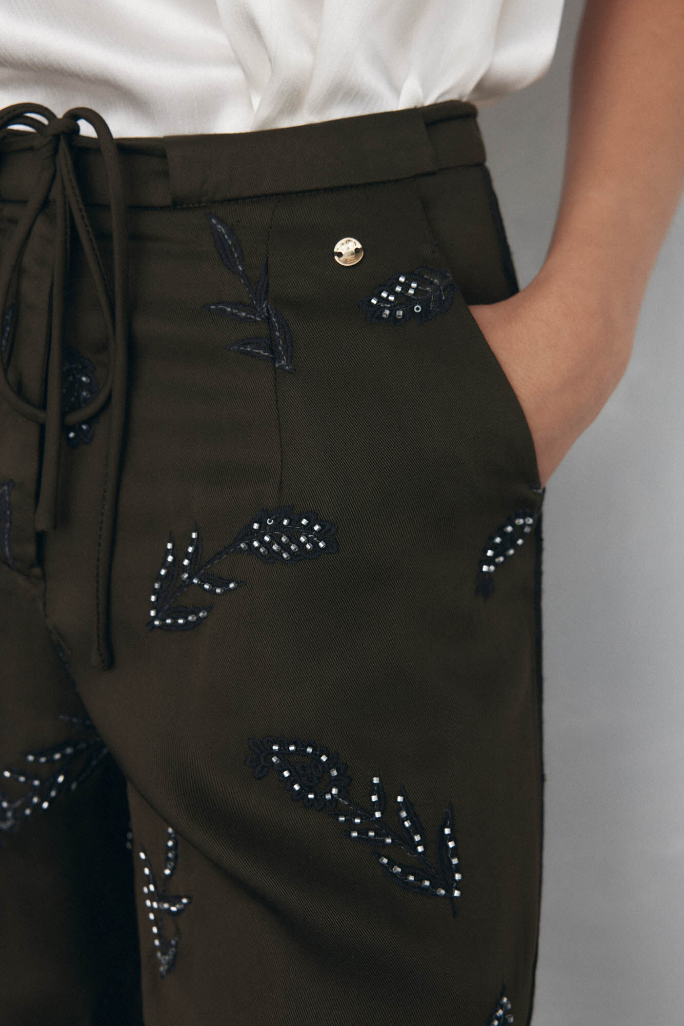 Pedro del Hierro Cal&ccedil;as bordadas Marrom