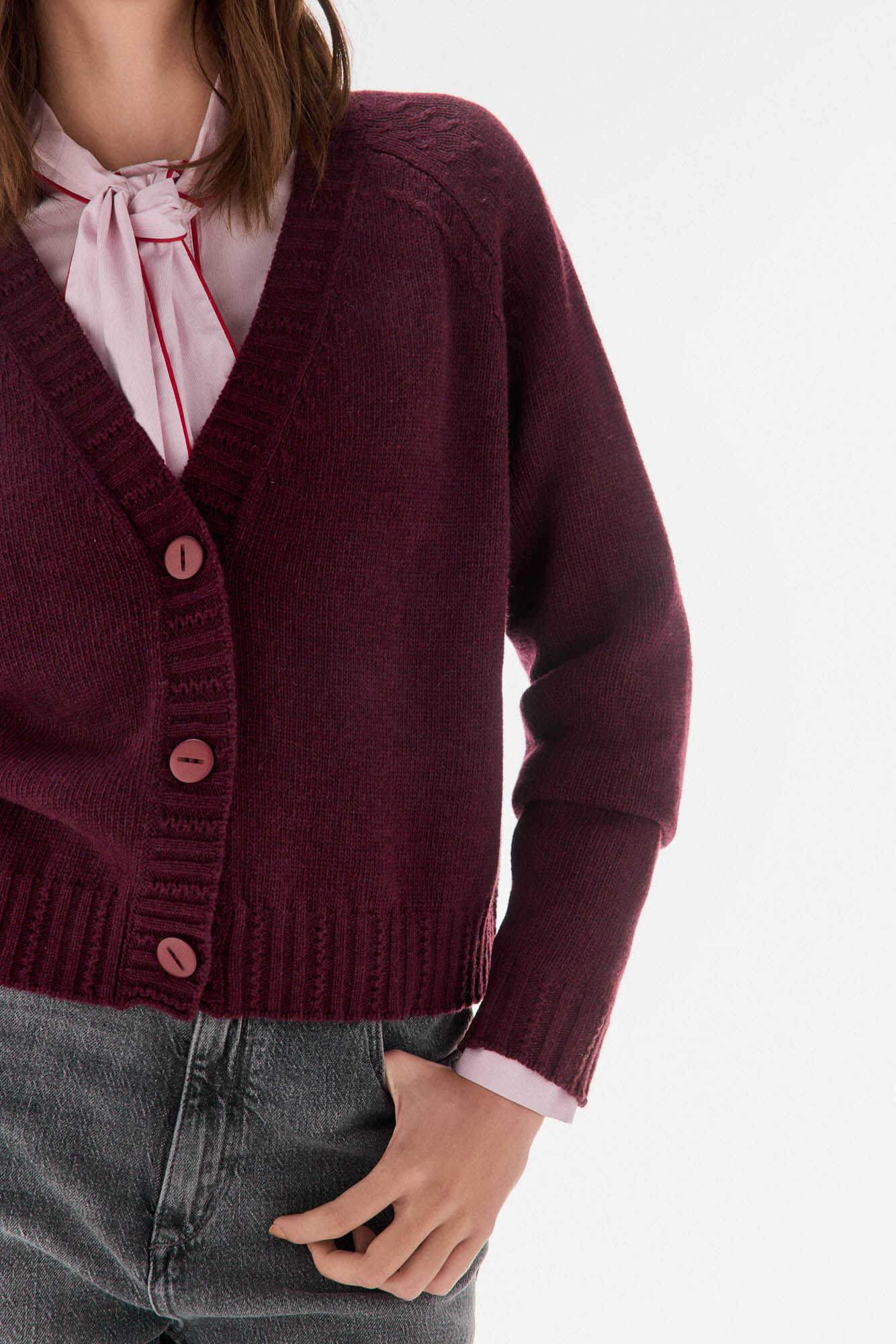 TFP by Tamara Falc&oacute; Casaco com bot&otilde;es de pico Bordeaux