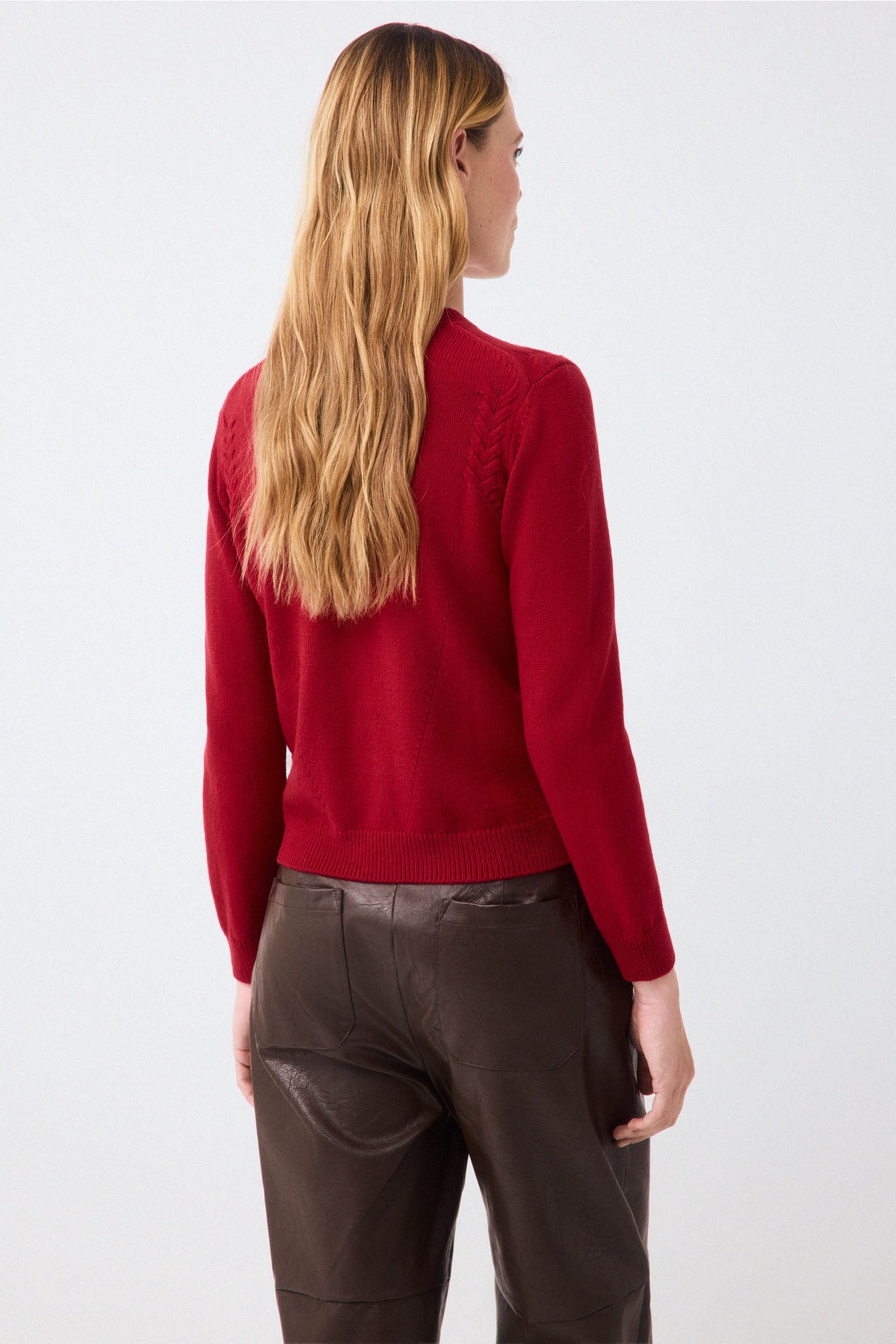 Pedro del Hierro Cross-knit detail jumper Red