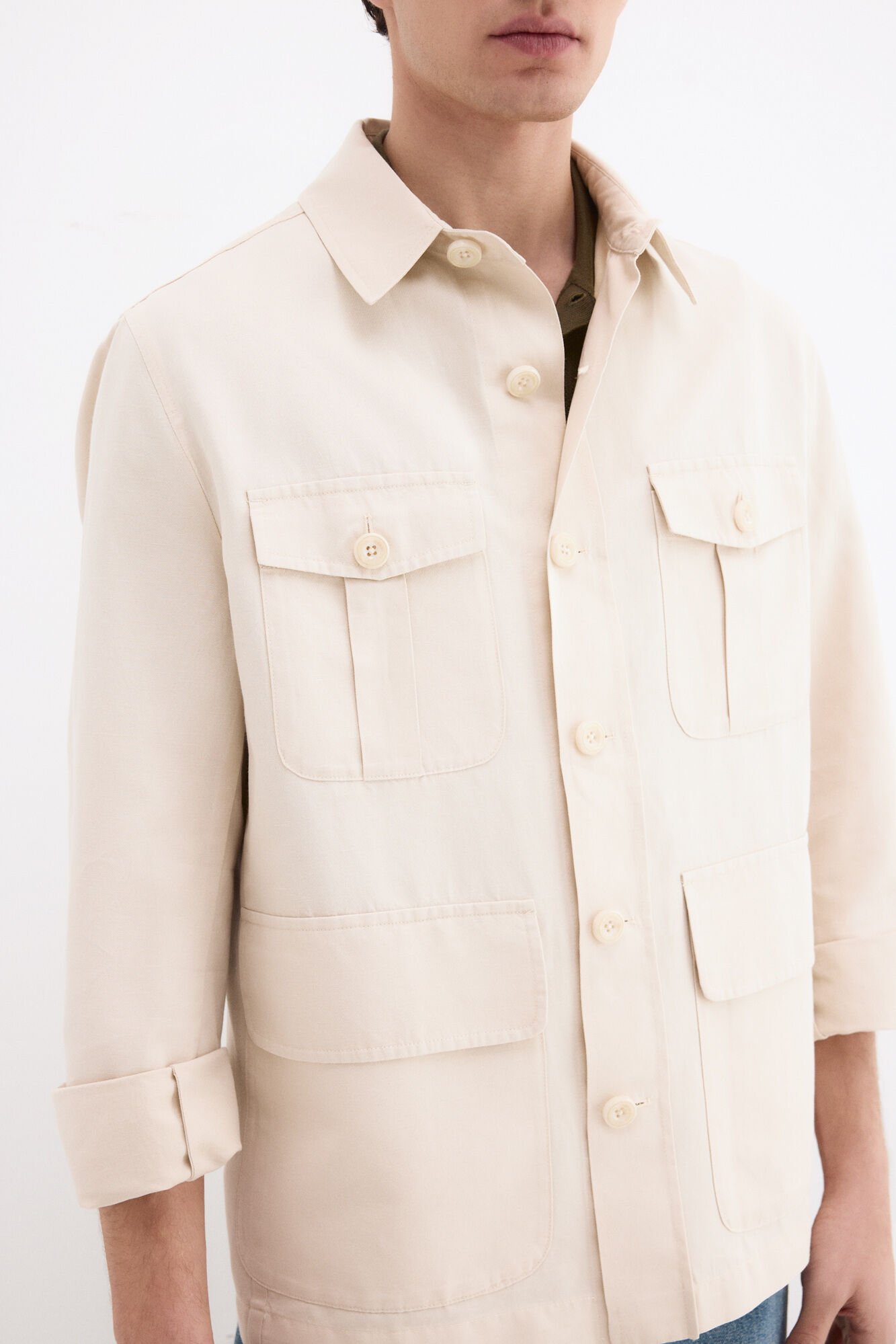 Pedro del Hierro Linen blend overshirt Beige