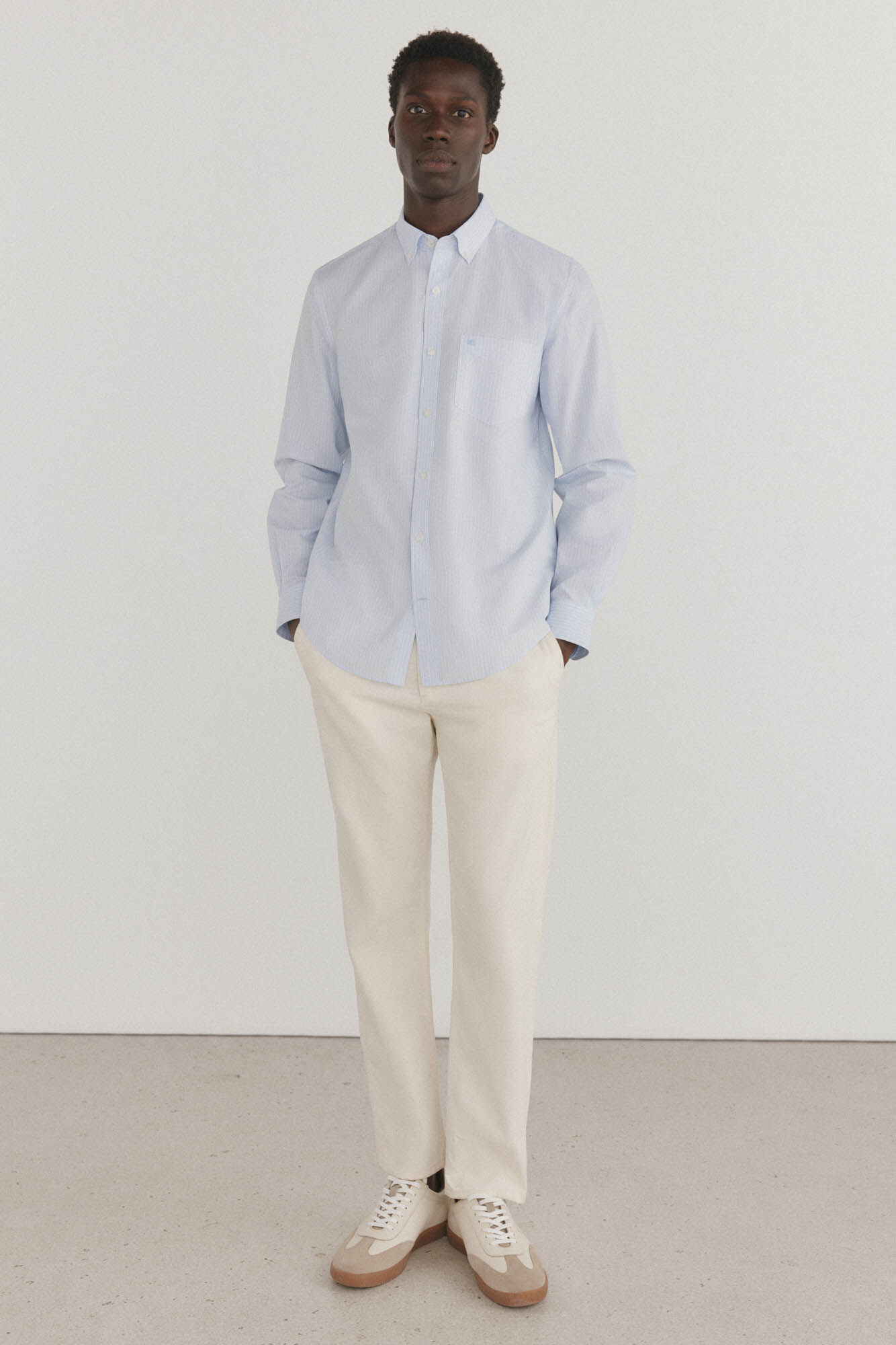 Pedro del Hierro Non iron + stain resistant striped shirt Blue