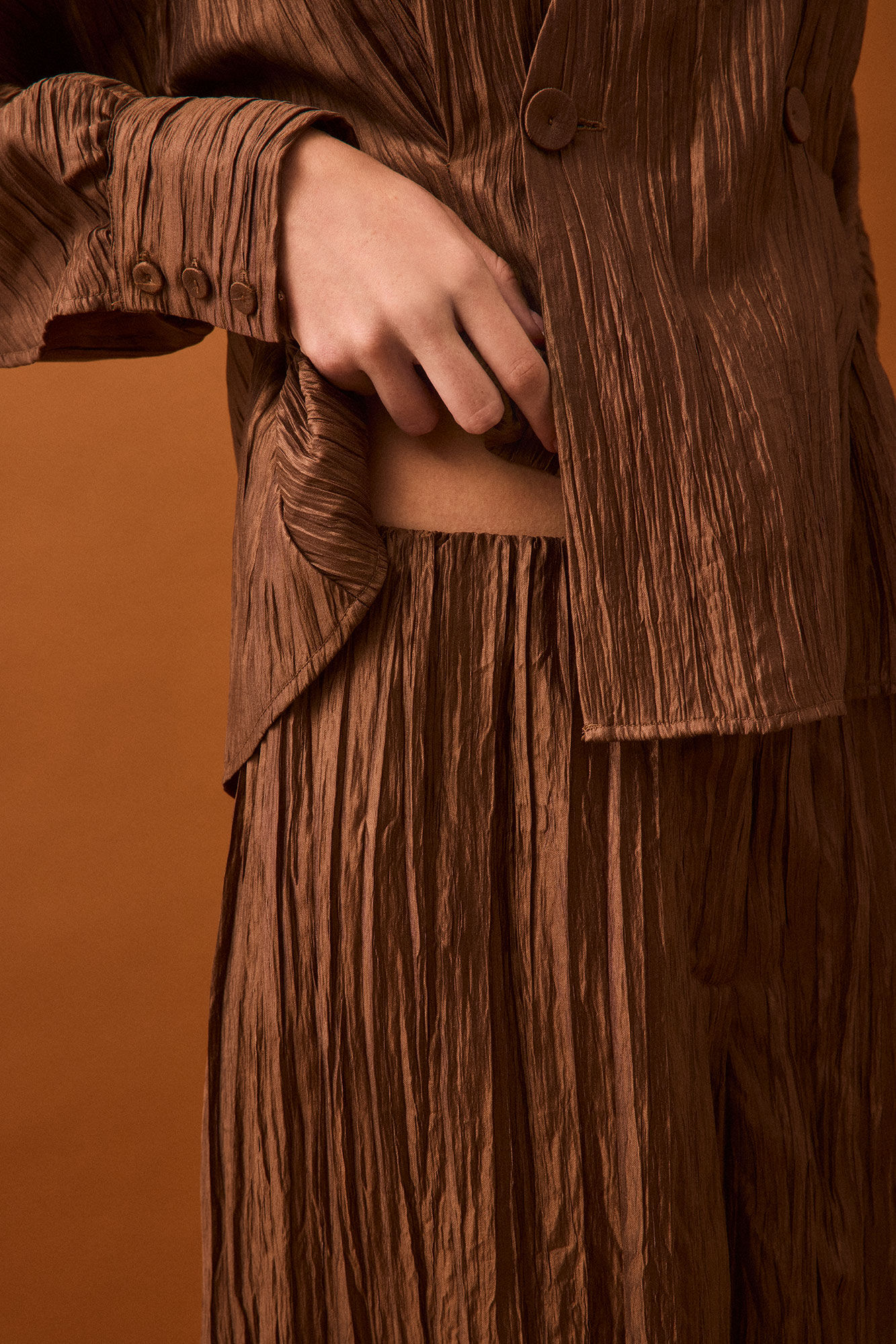 Pedro del Hierro Pleated palazzo trousers Brown