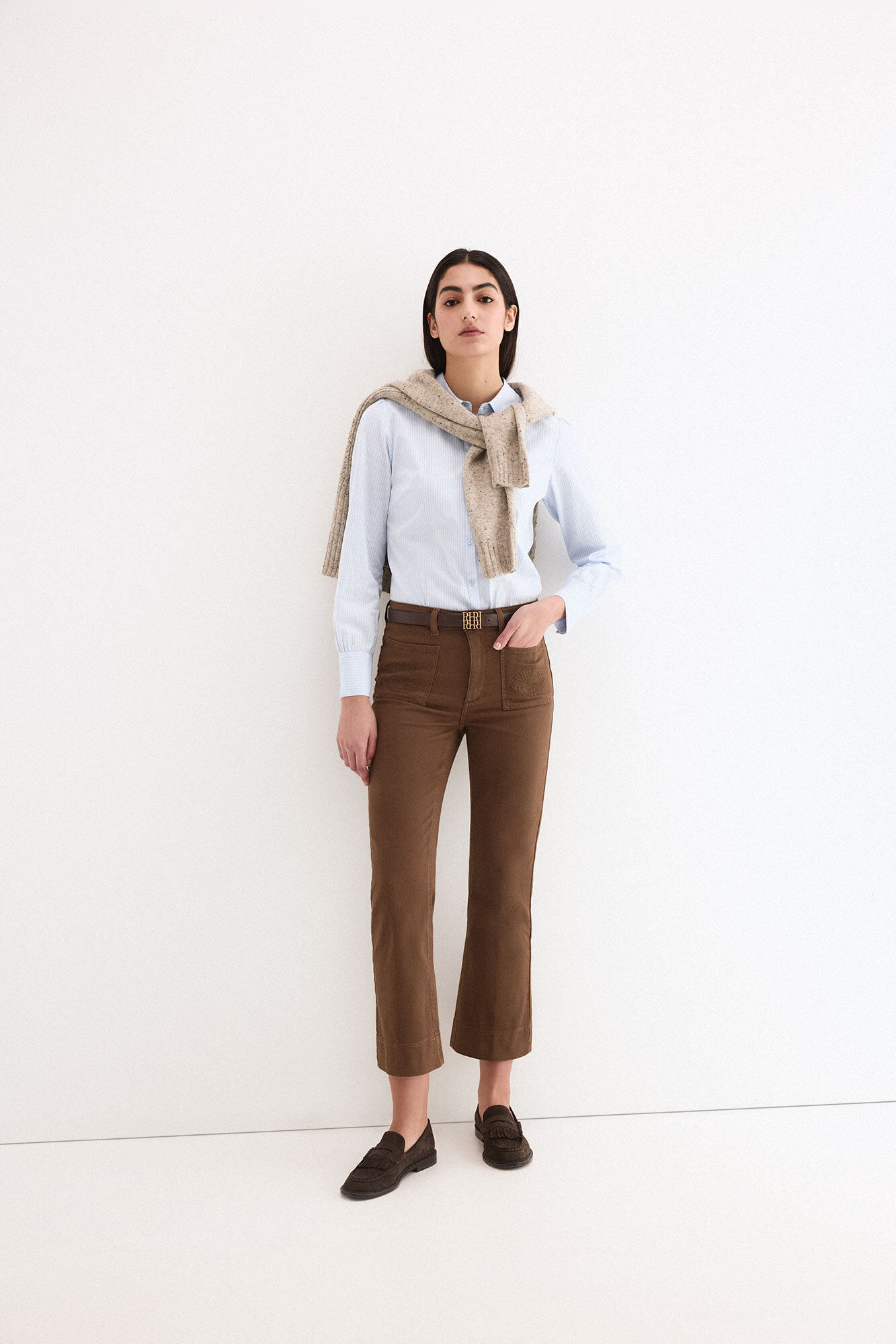 Pedro del Hierro Flare cropped jeans Brown