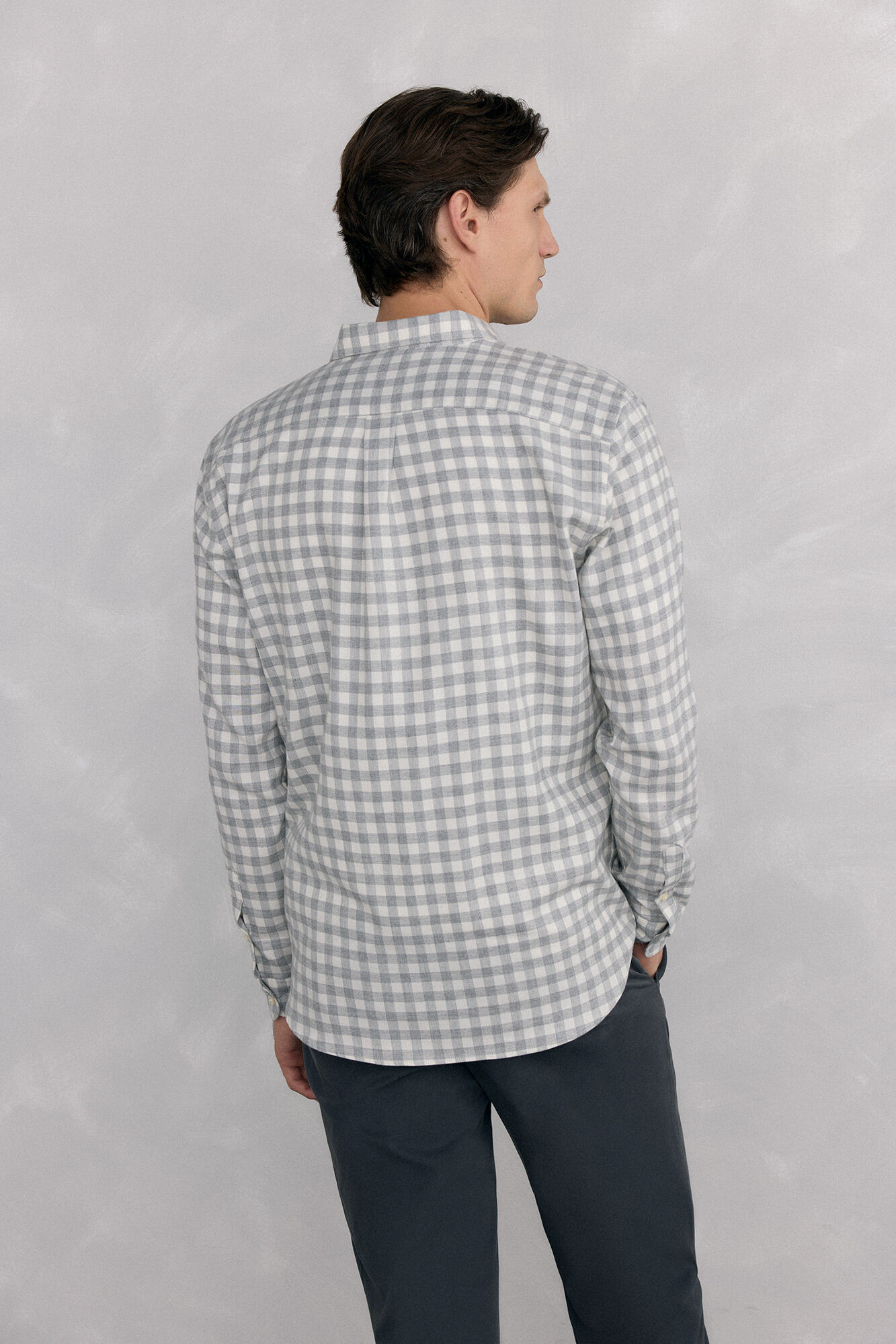 Pedro del Hierro Checkered flannel shirt Italian fabric Grey