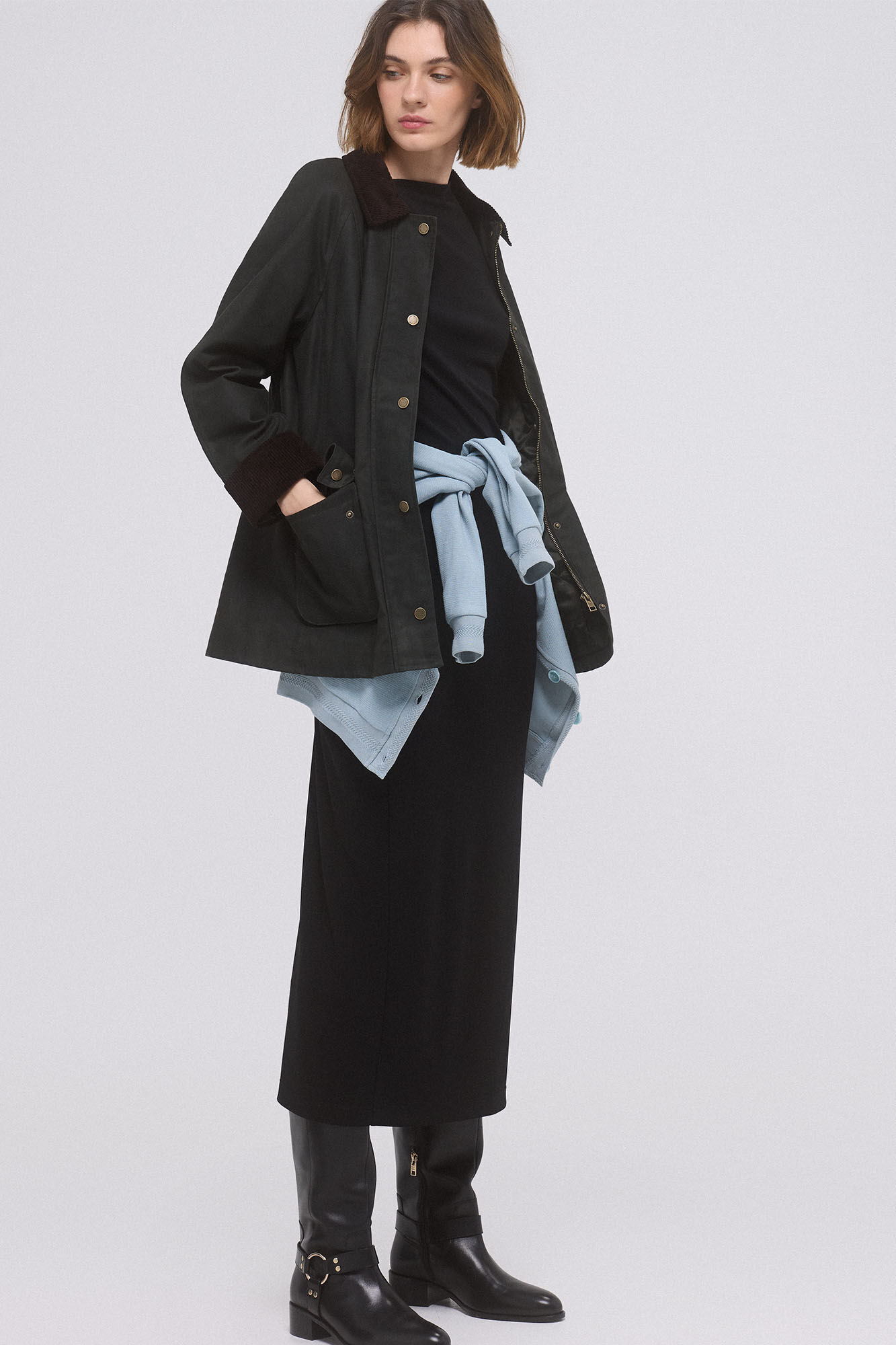 Pedro del Hierro Parka acolchada tejido encerado Marr&oacute;n