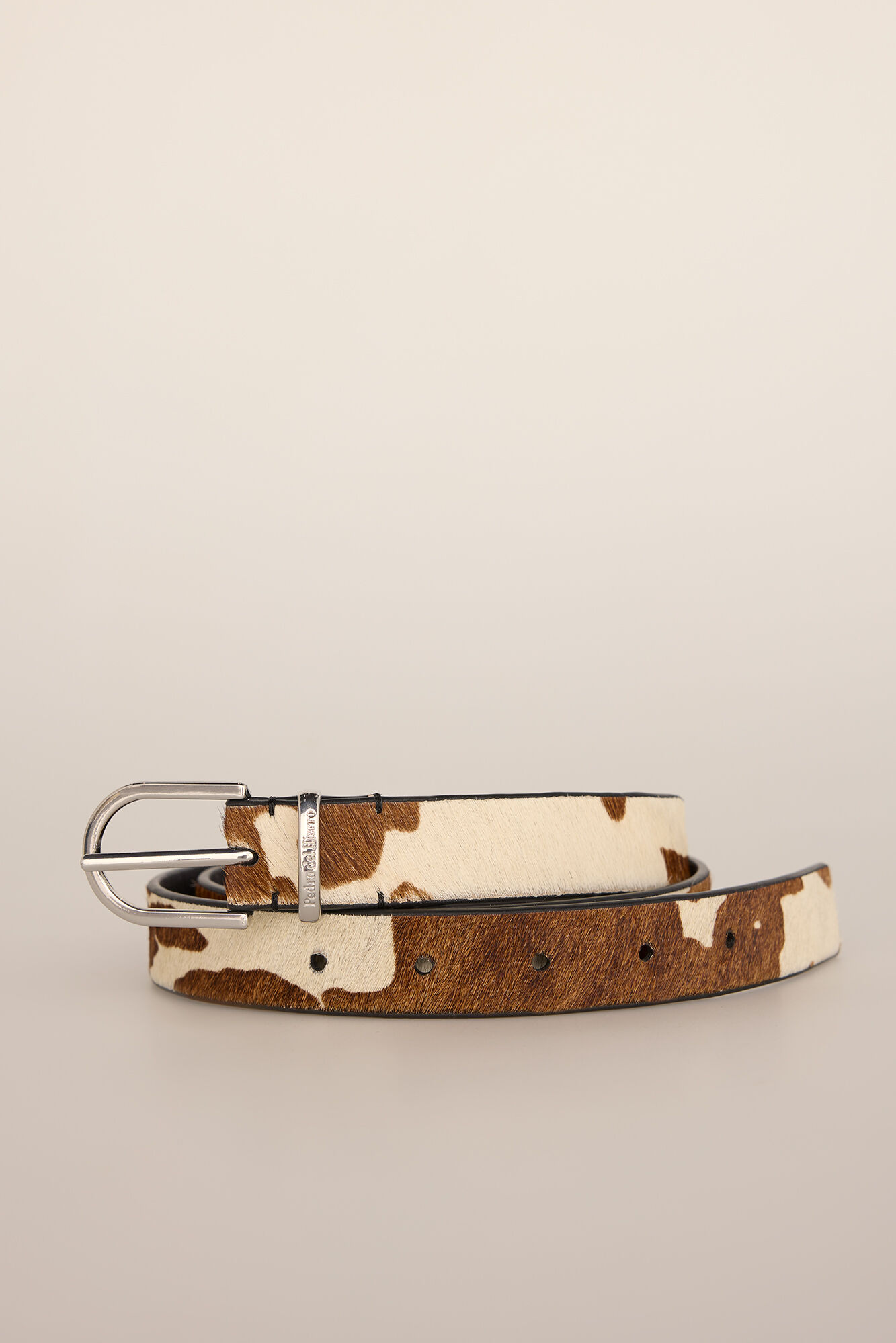 Pedro del Hierro Cinto de pele com estampado de couro de vaca Marrom