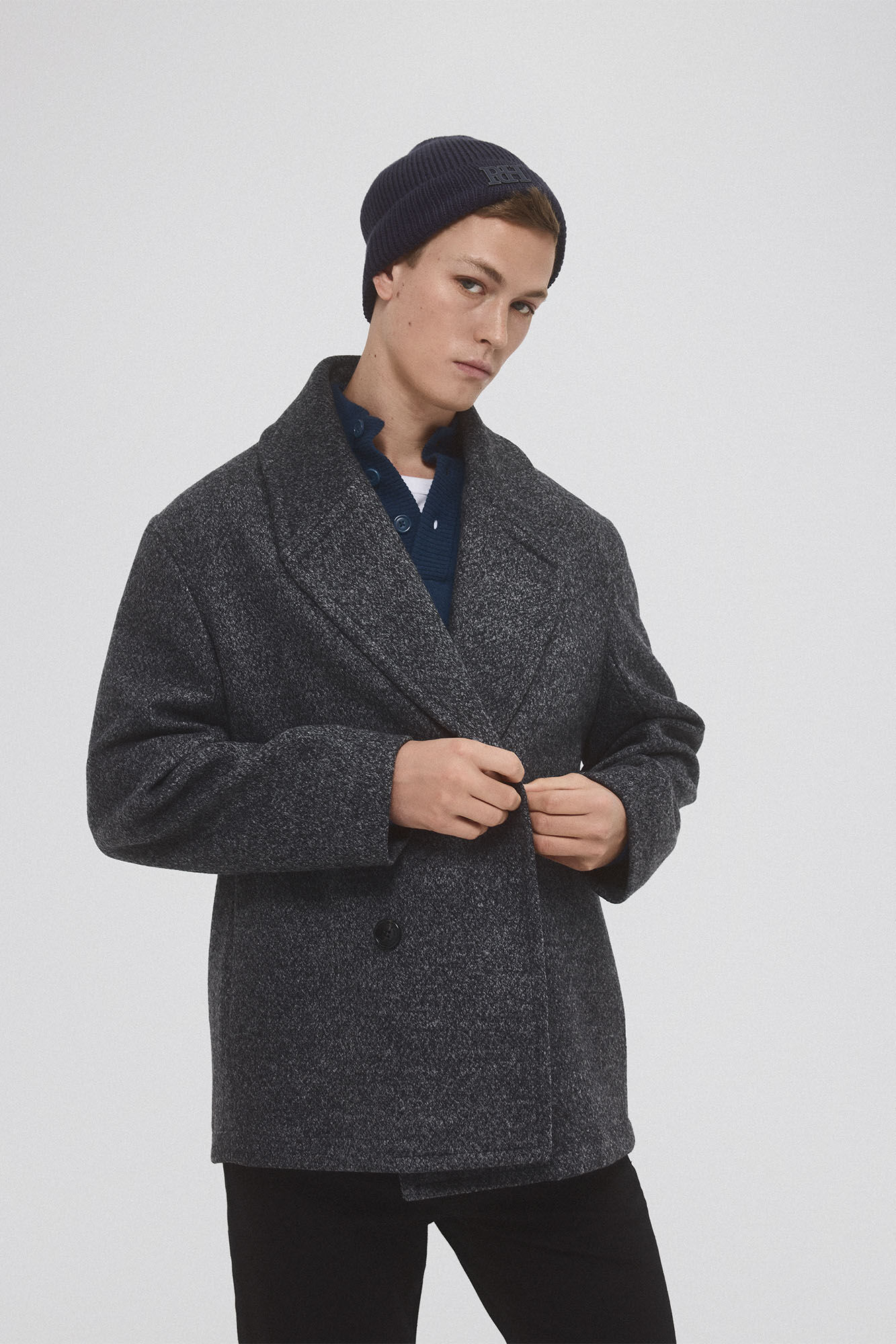 Pedro del Hierro Double-breasted donkey jacket Grey