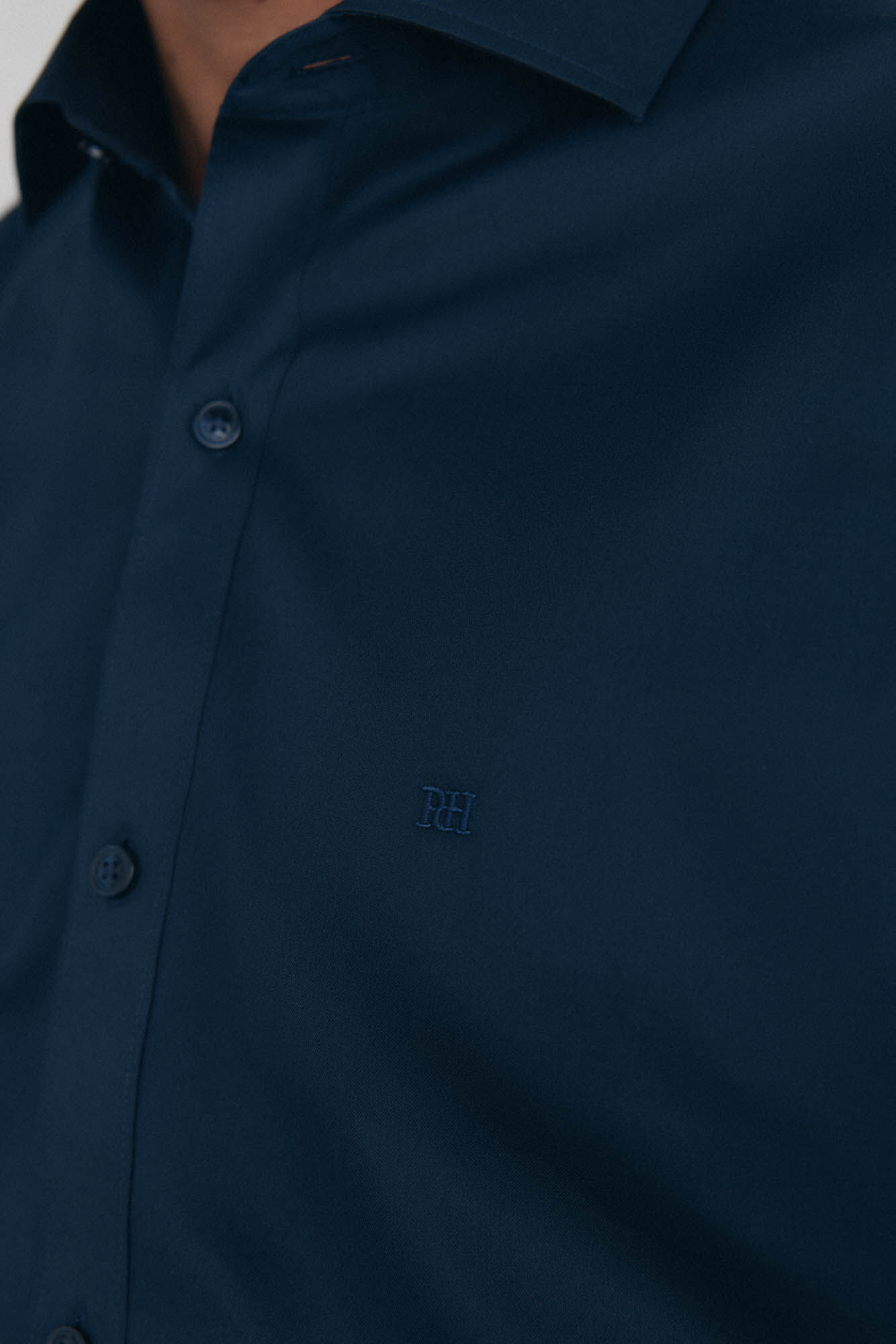 Pedro del Hierro Camisa lisa twill f&aacute;cil plancha + anti olor slim fit Azul