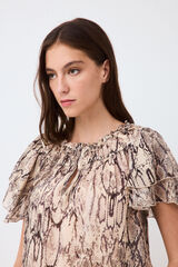 Pedro del Hierro Blusa estampada manga com folhos Marrom
