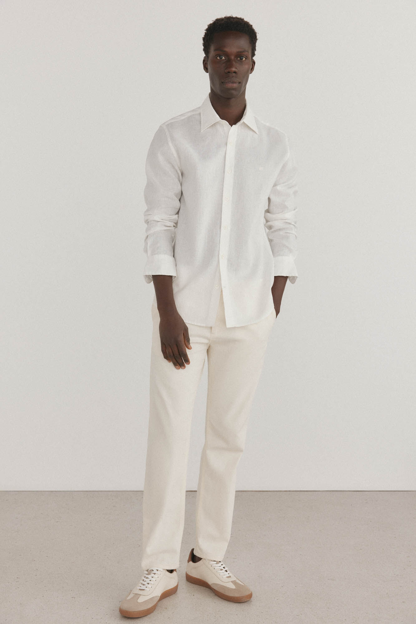 Pedro del Hierro Camisa lisa linho Ecru