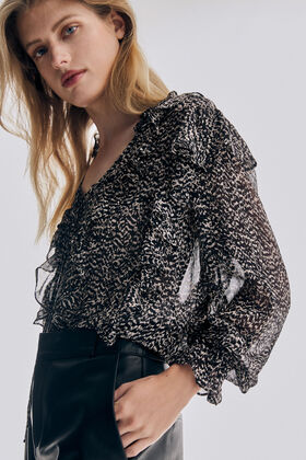 Pedro del Hierro Printed blouse in silk cheesecloth and viscose Grey