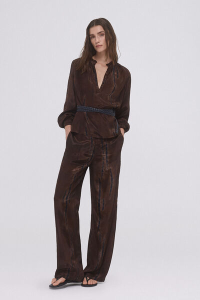 Pedro del Hierro Pantalon largo impresso Marrom