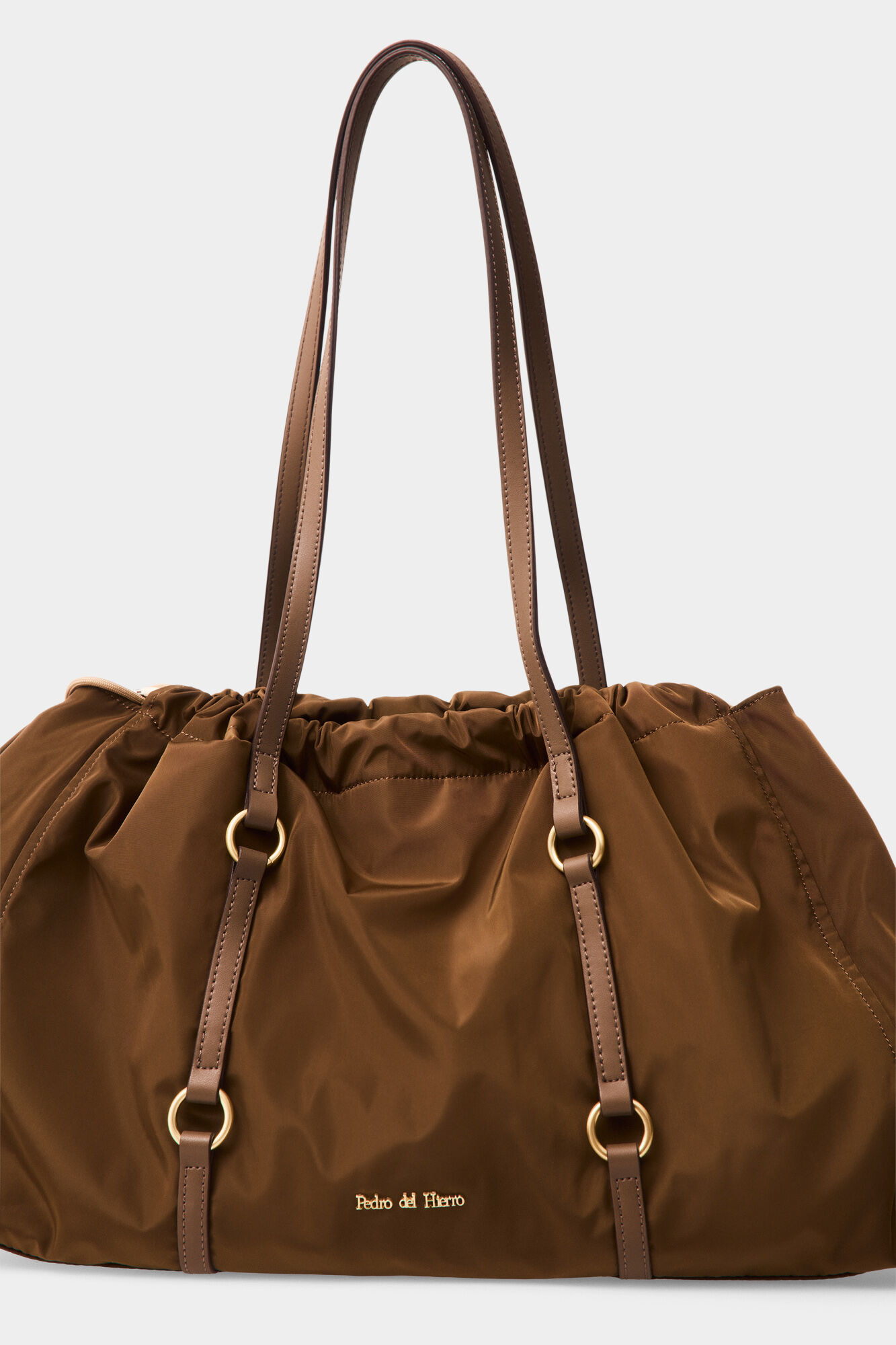 Pedro del Hierro Nylon double handle shopper bag Brown