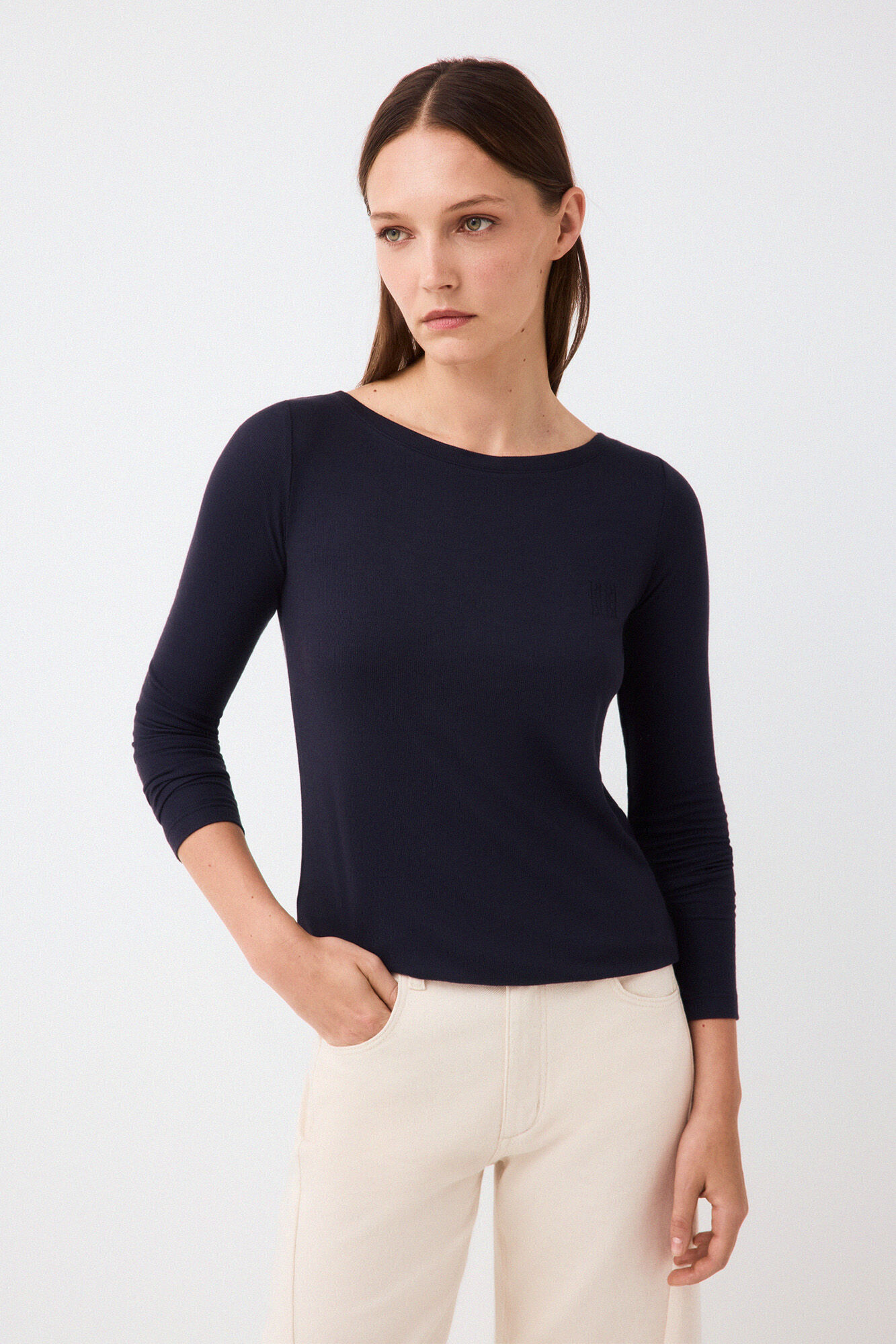Pedro del Hierro Boat neck ribbed T-shirt