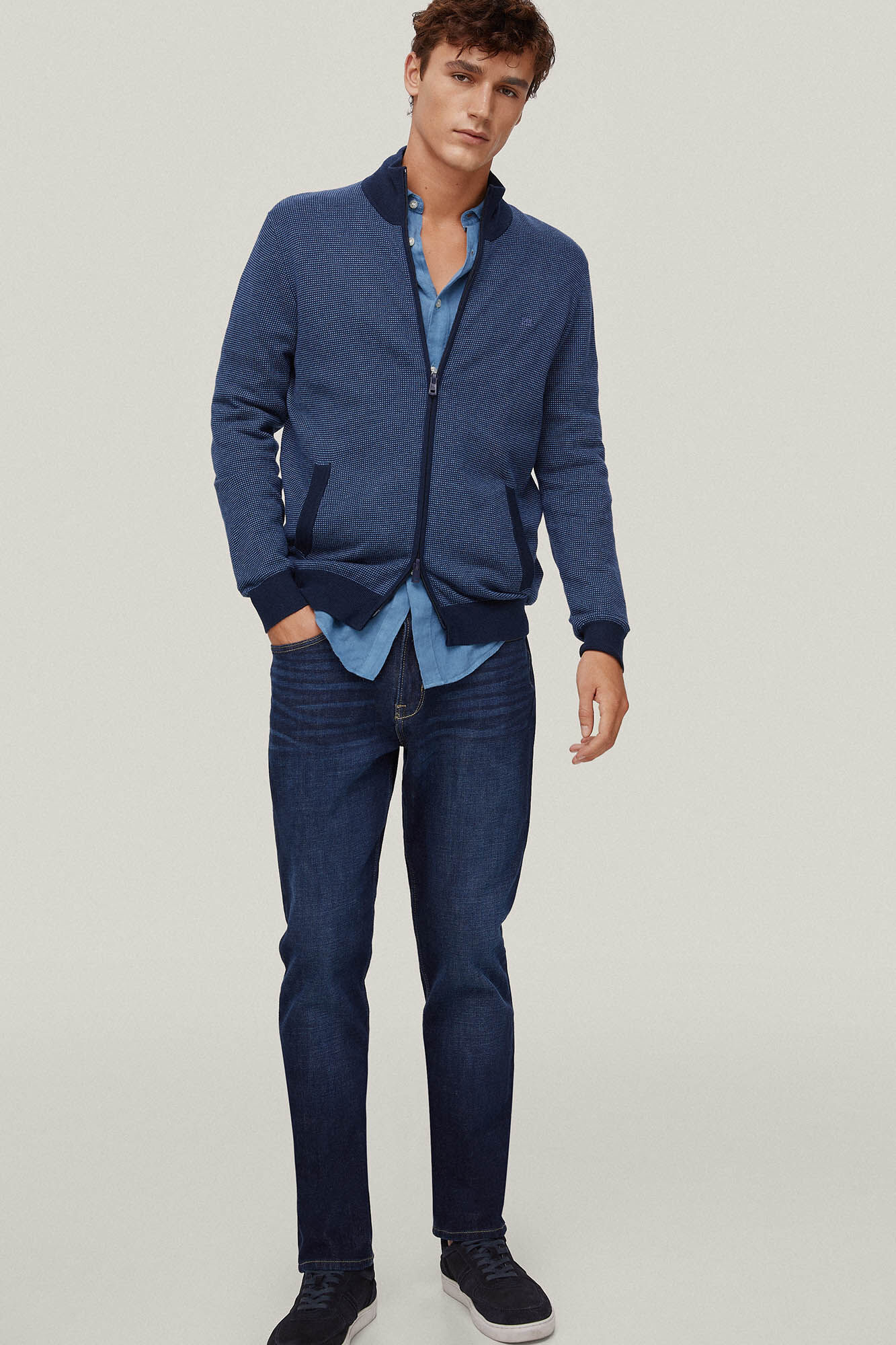 Pedro del Hierro Casaco de malha algod&atilde;o Azul