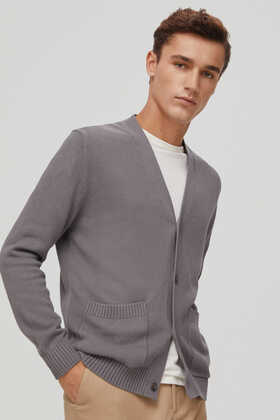 Pedro del Hierro Cotton jersey-knit cardigan Grey