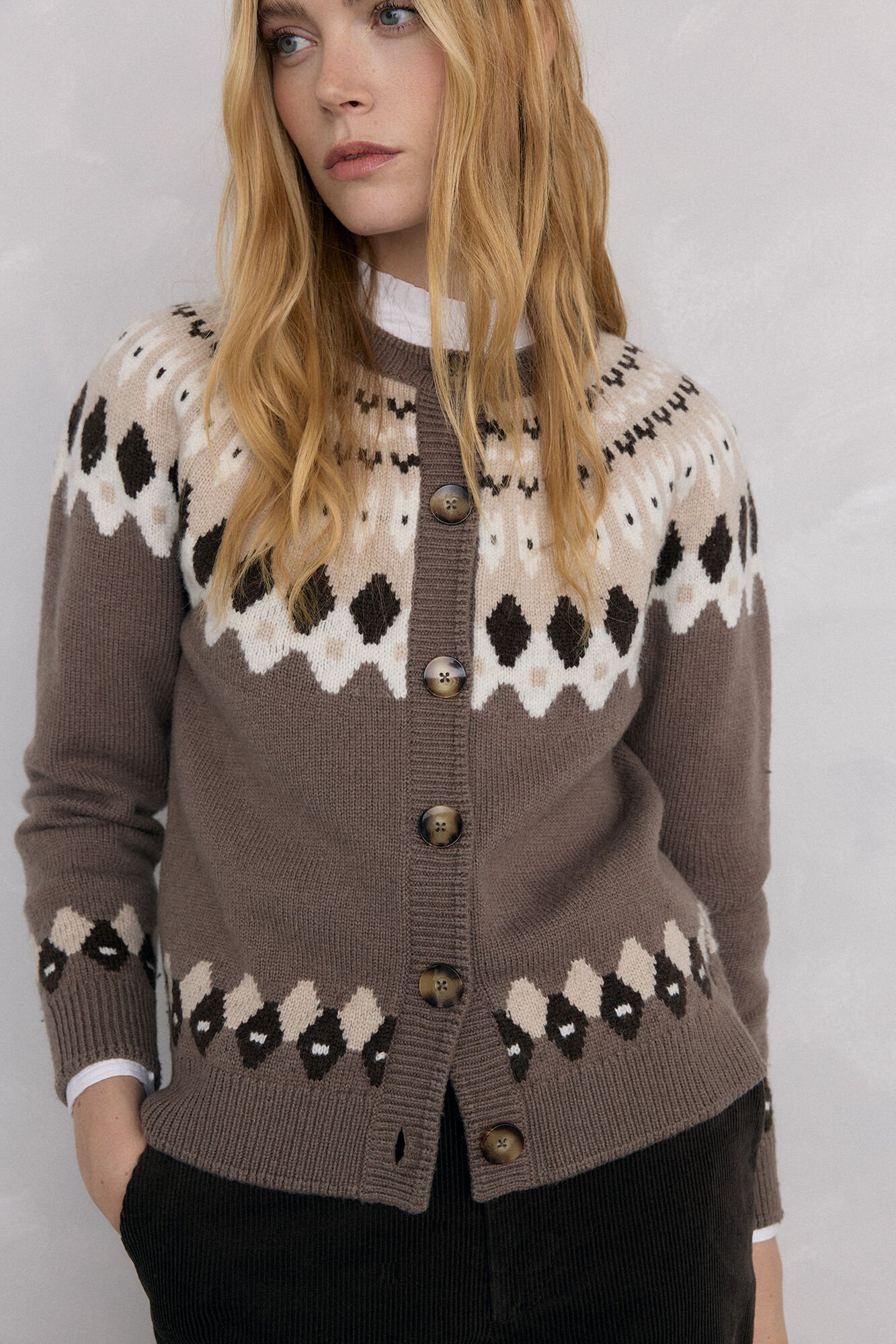 Pedro del Hierro Jaqueta jacquard grega Marrom