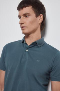 Pedro del Hierro Refined jacquard collar polo shirt  Blue
