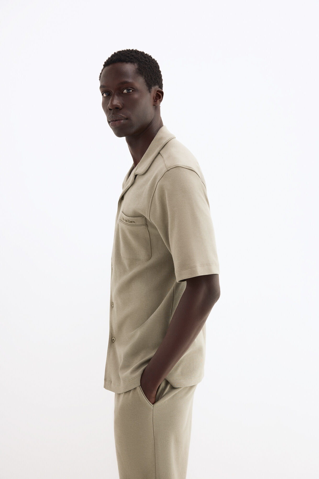 Pedro del Hierro Spanish cotton short sleeve pyjama shirt Green