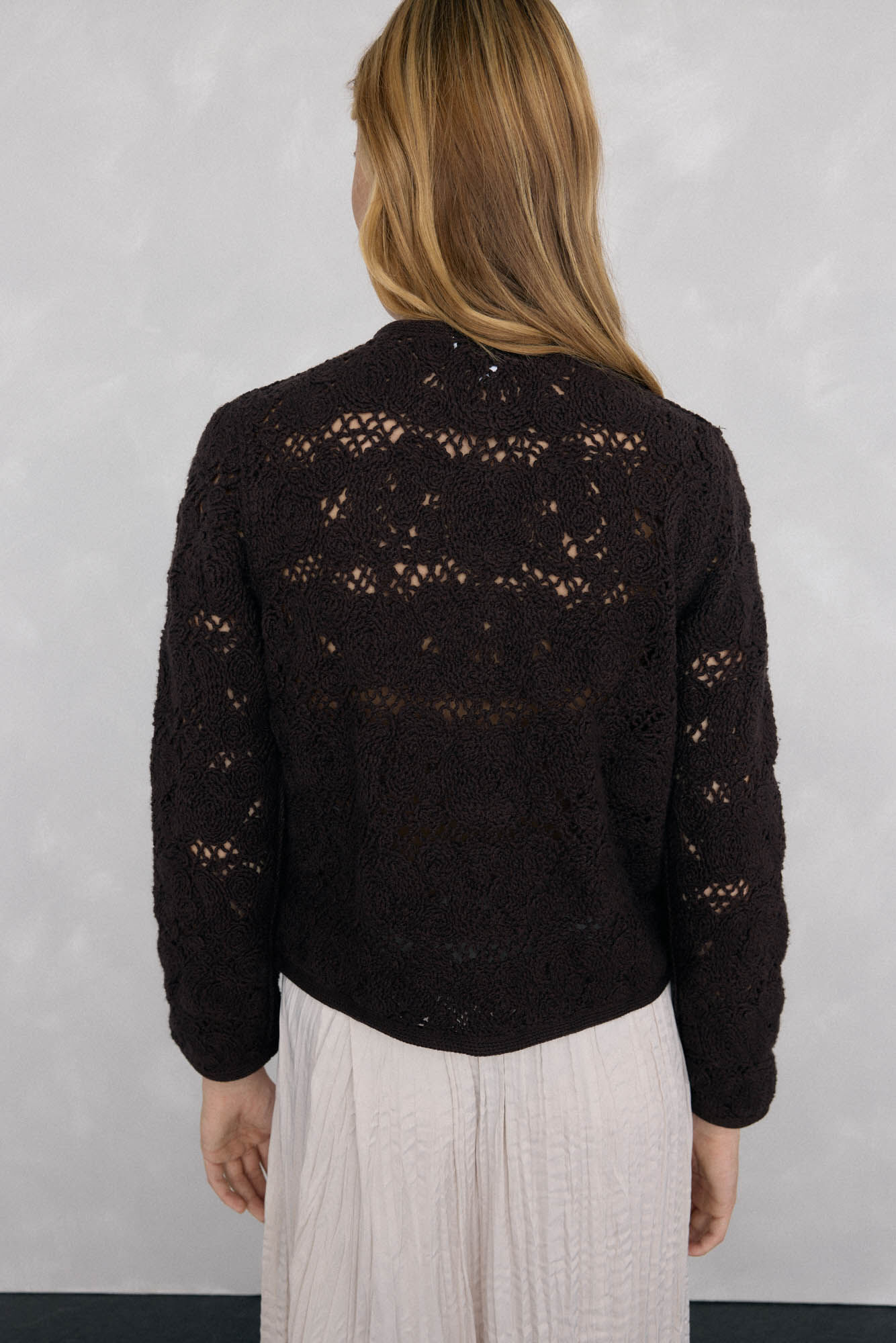 Pedro del Hierro crochet jersey-knit jacket Brown