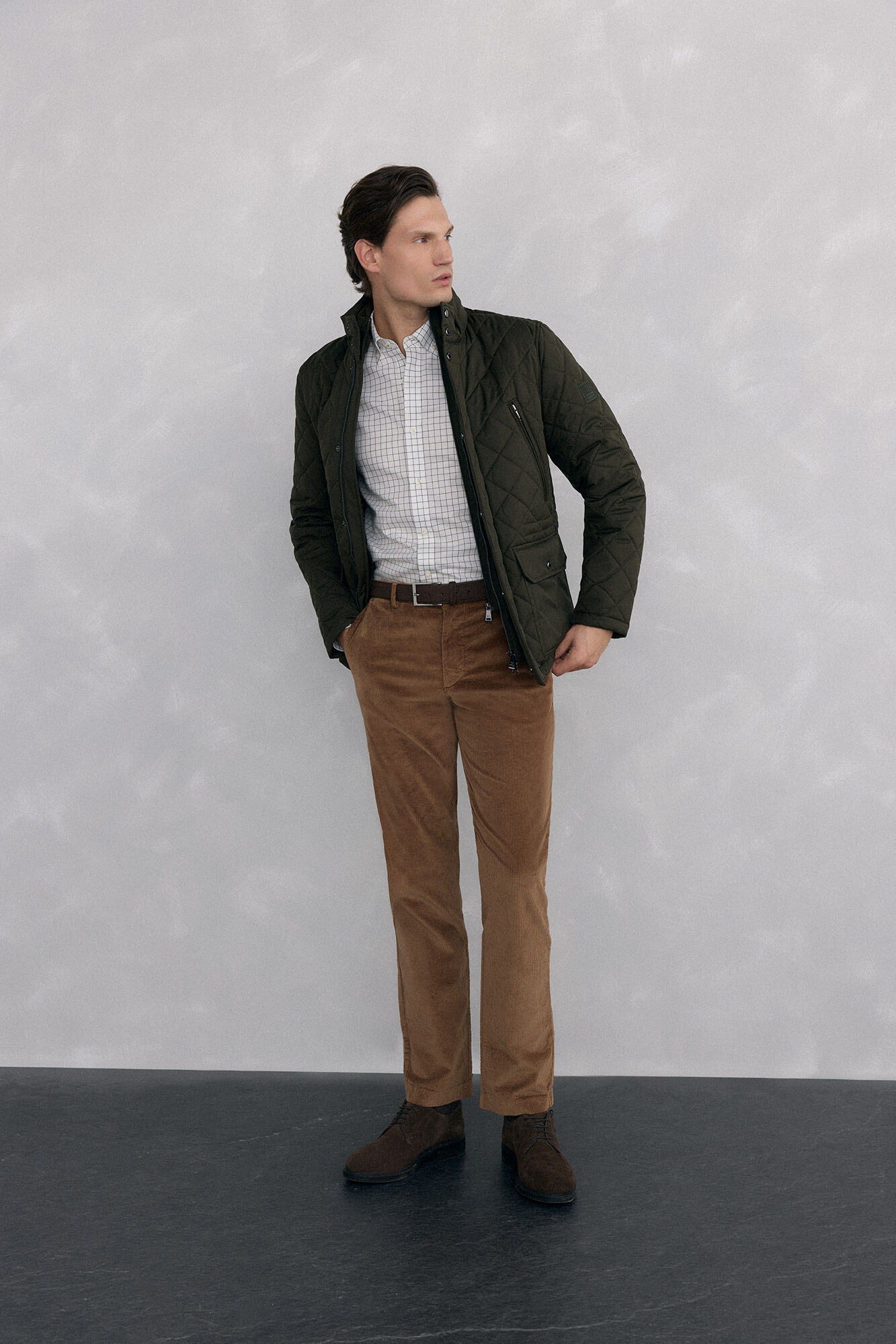 Pedro del Hierro Non-iron Oxford checked shirt Ecru