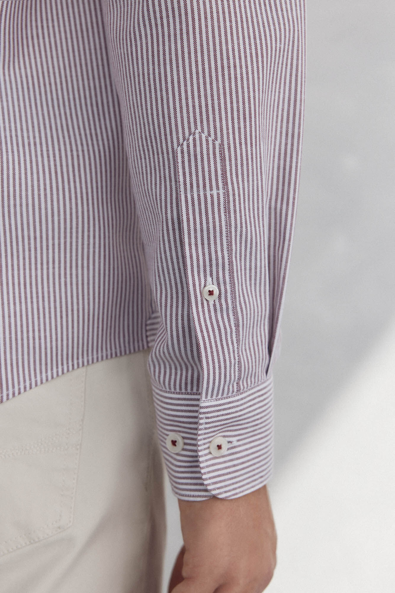 Pedro del Hierro Camisa rayas casual Burdeos