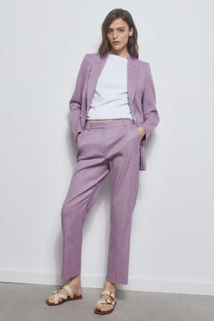 Pedro del Hierro Washed-effect fabric suit pants Purple