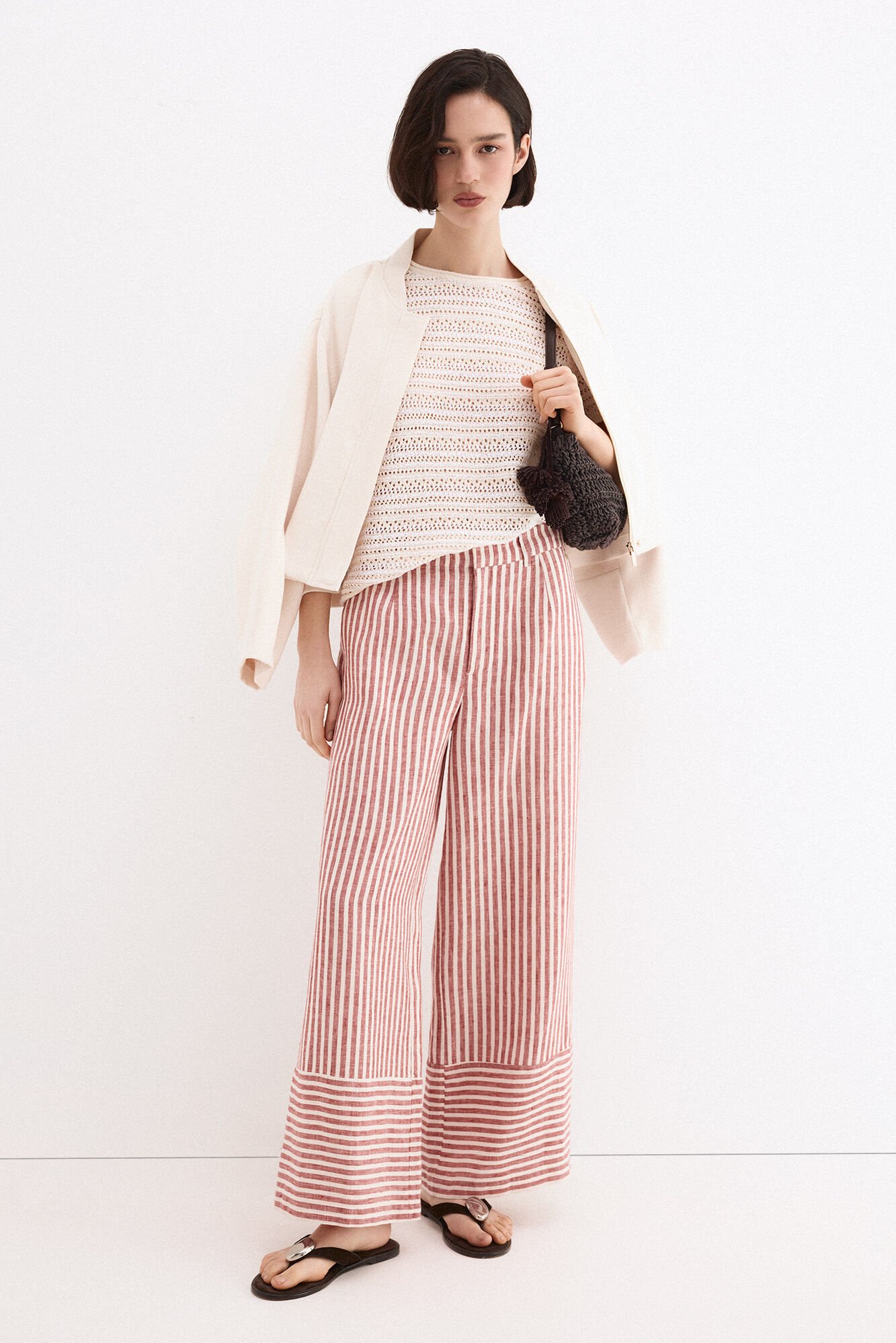 Pedro del Hierro Openwork fabric short sleeve T-shirt