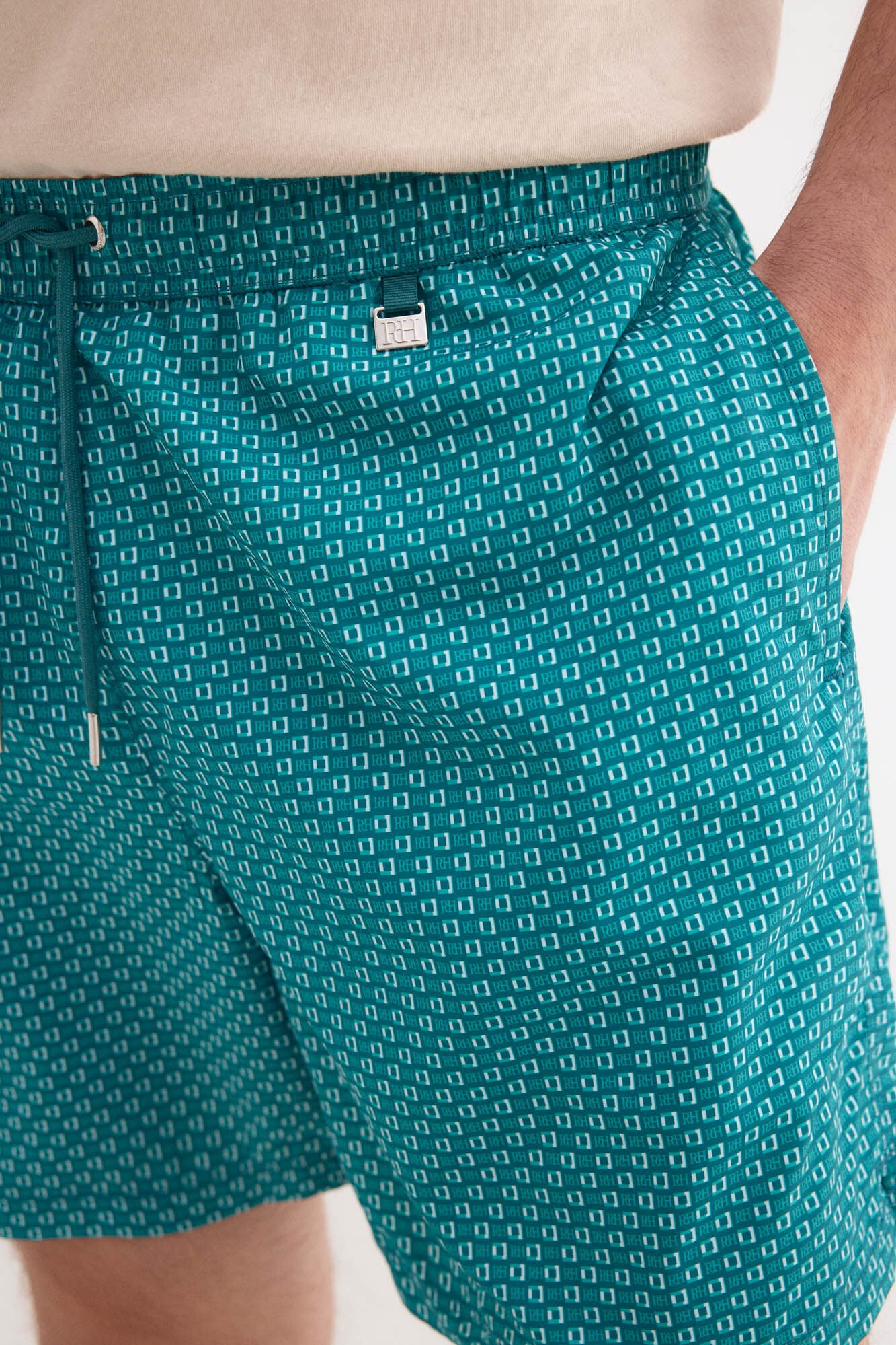 Pedro del Hierro Micro geometric print swimwear Turquoise