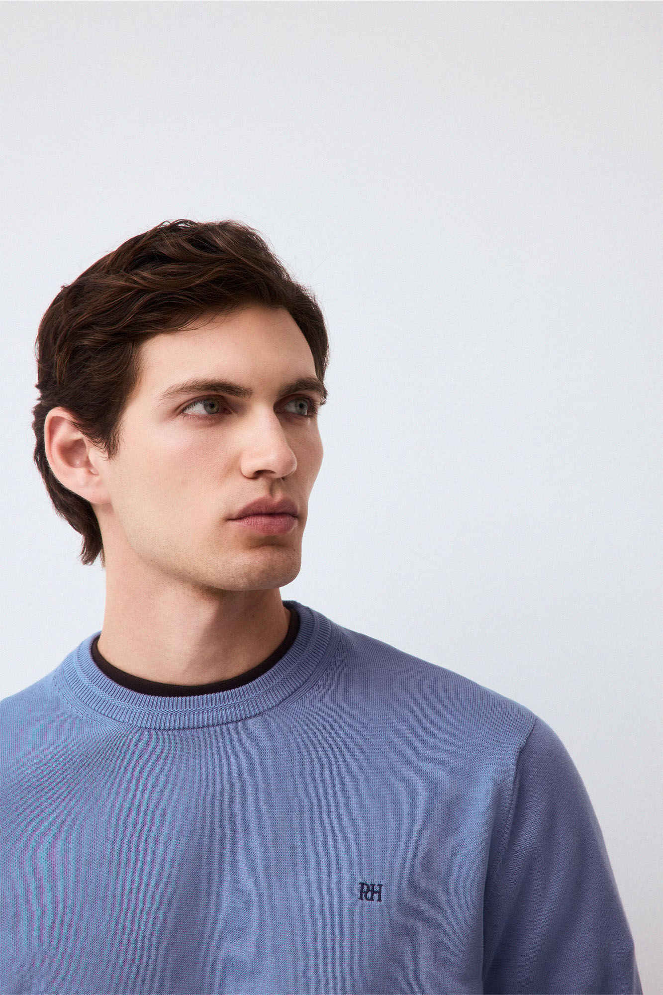 Pedro del Hierro Fine knit premium cotton jumper Blue