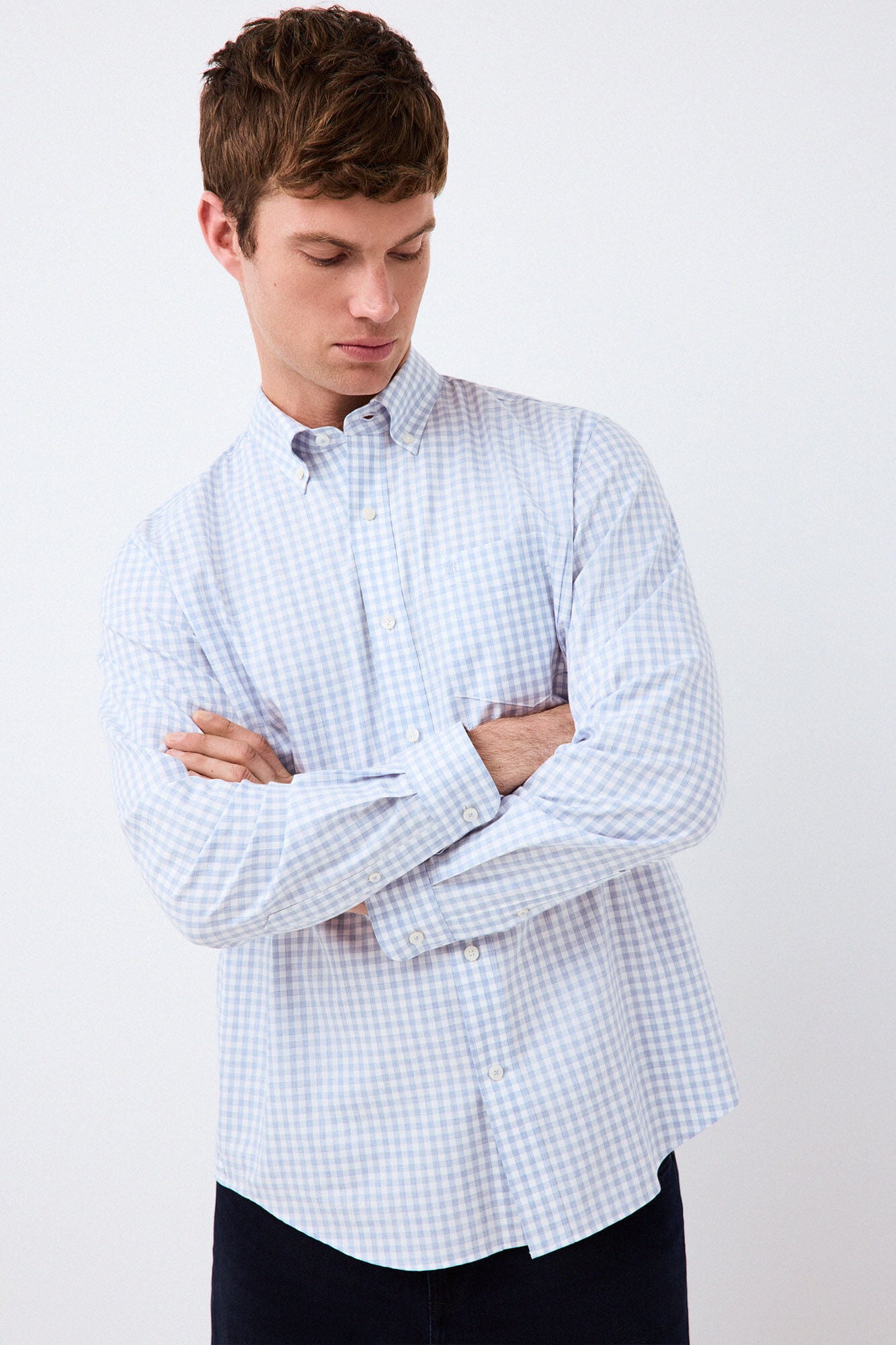 Pedro del Hierro Camisa em sarja aos quadrados