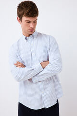 Pedro del Hierro Camisa em sarja aos quadrados Azul