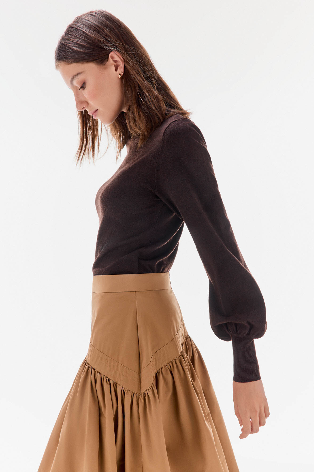 TFP by Tamara Falc&oacute; Puffed taffeta skirt Beige