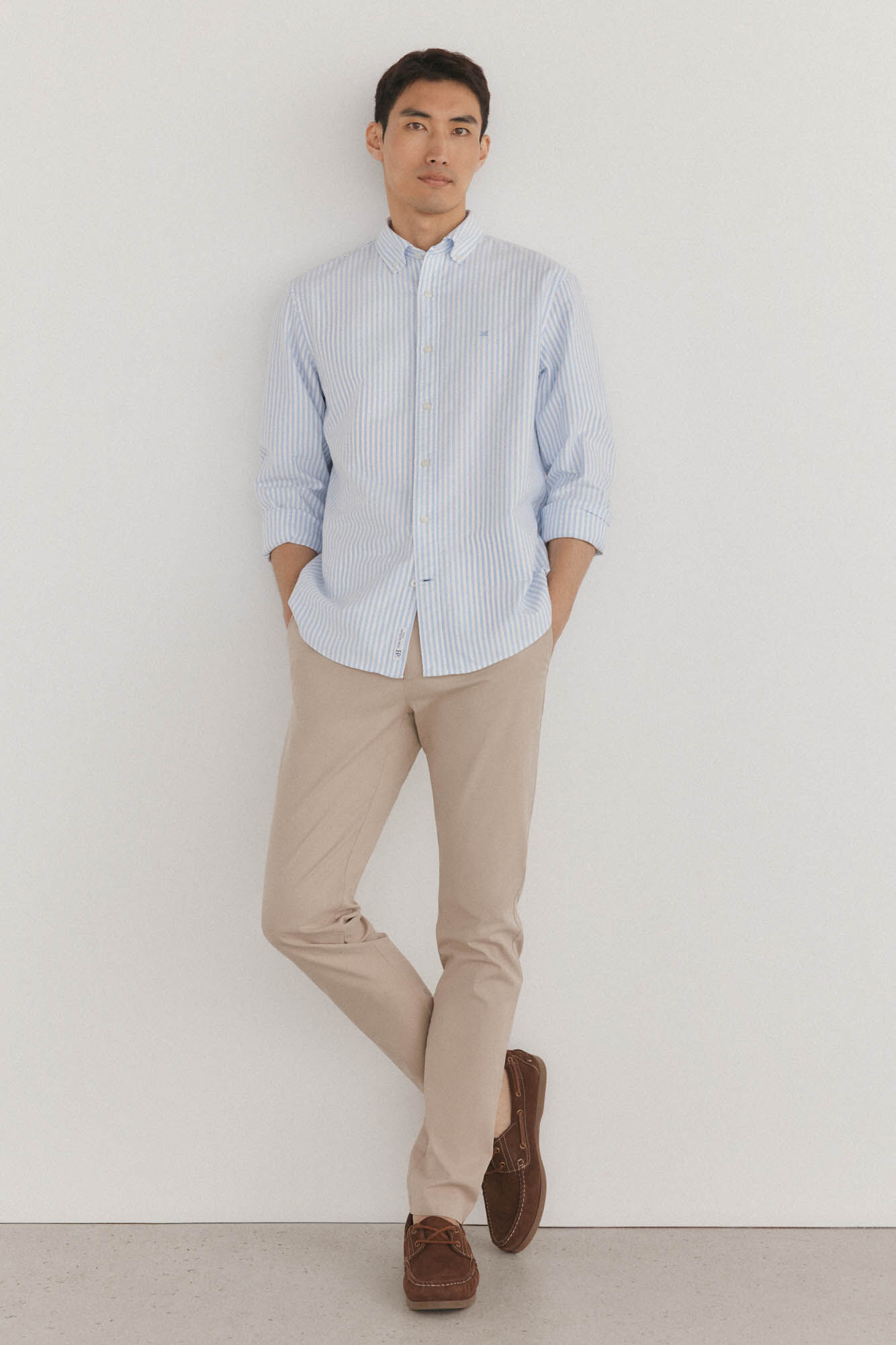 Pedro del Hierro Iconic Candela Stripe Oxford Shirt Blue