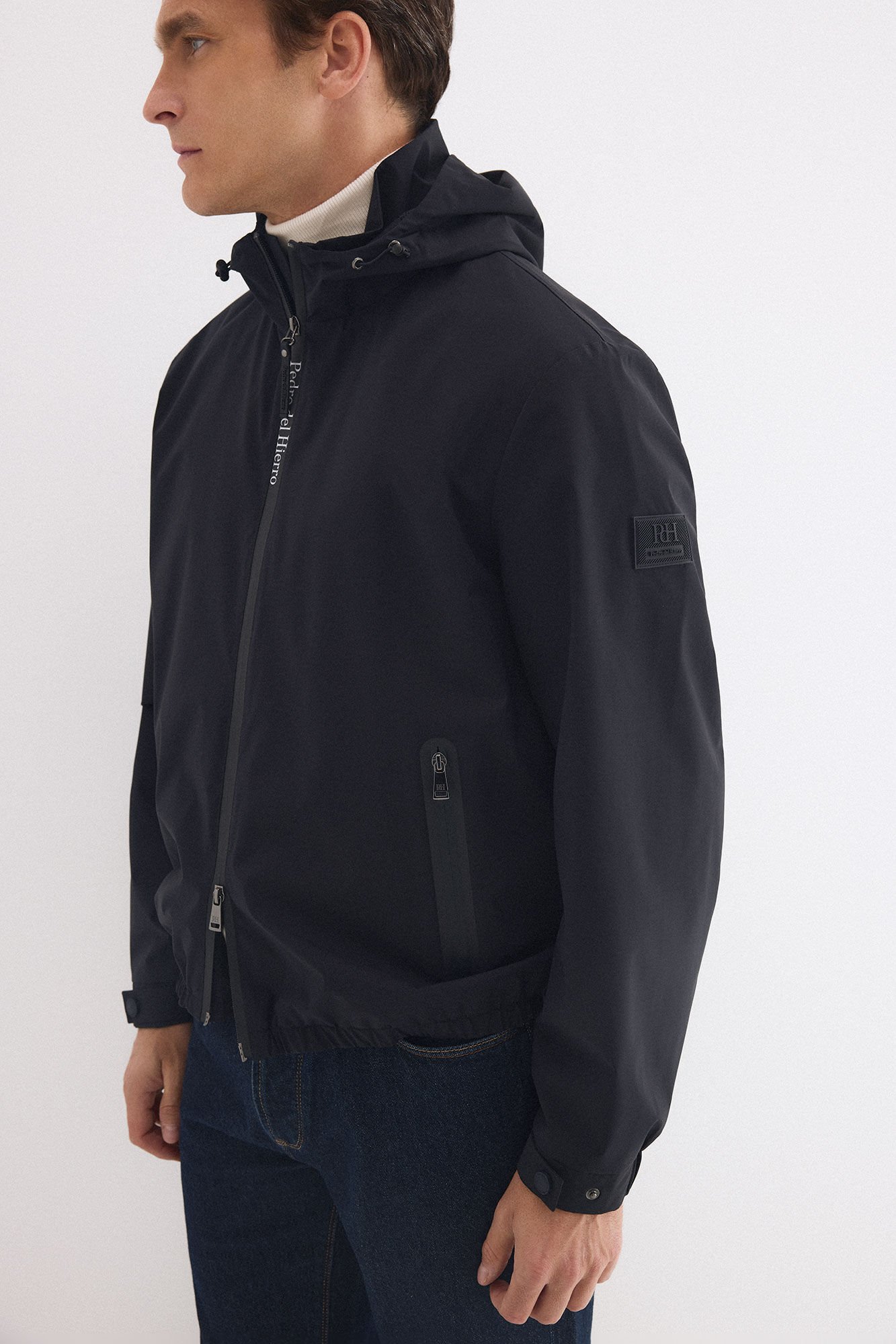 Pedro del Hierro Technical lightweight hooded jacket Blue