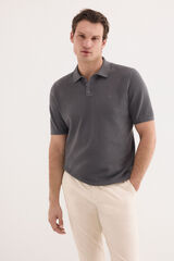 Pedro del Hierro Premium striped short sleeve polo shirt Grey