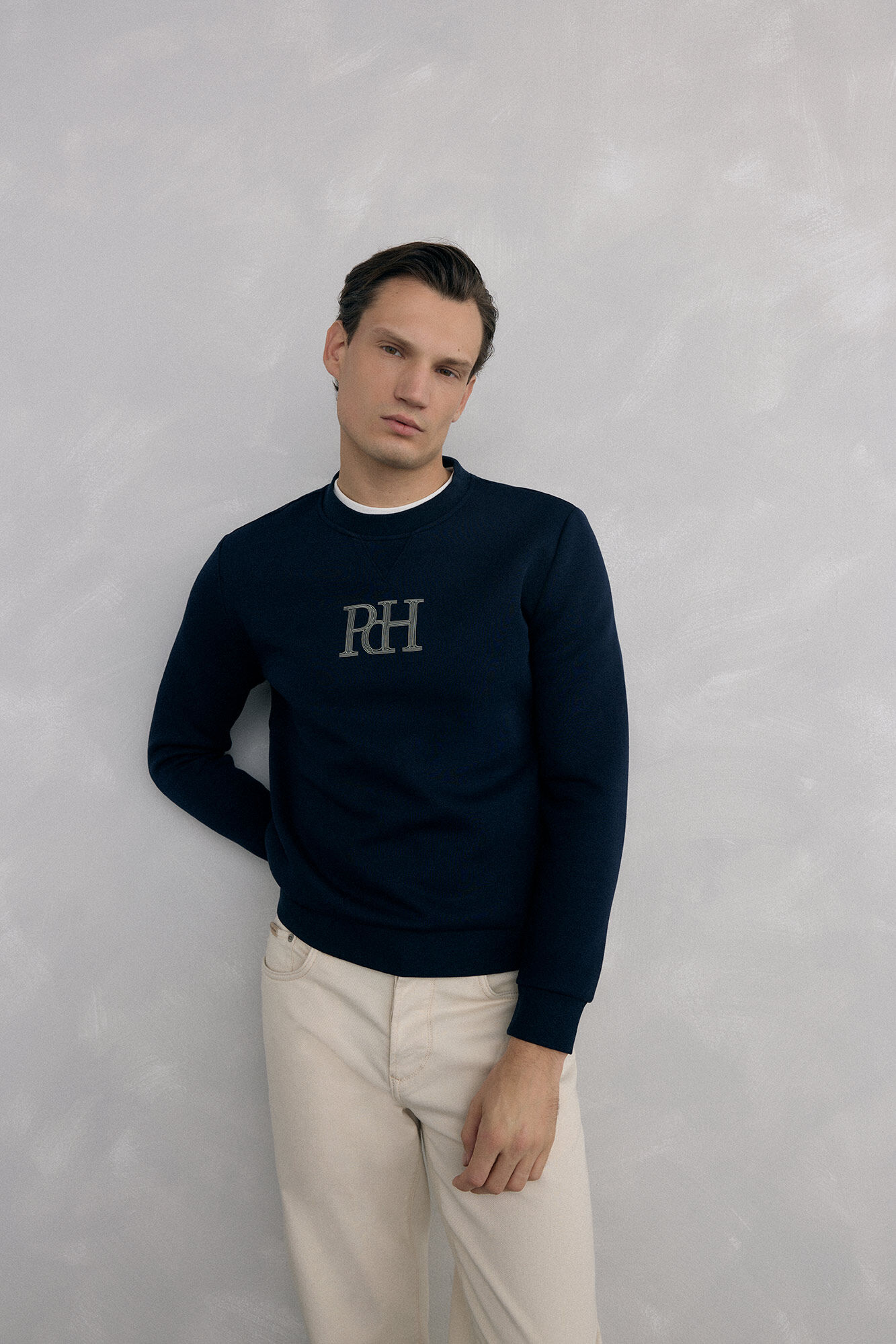 Pedro del Hierro Technical fabric crew neck sweatshirt