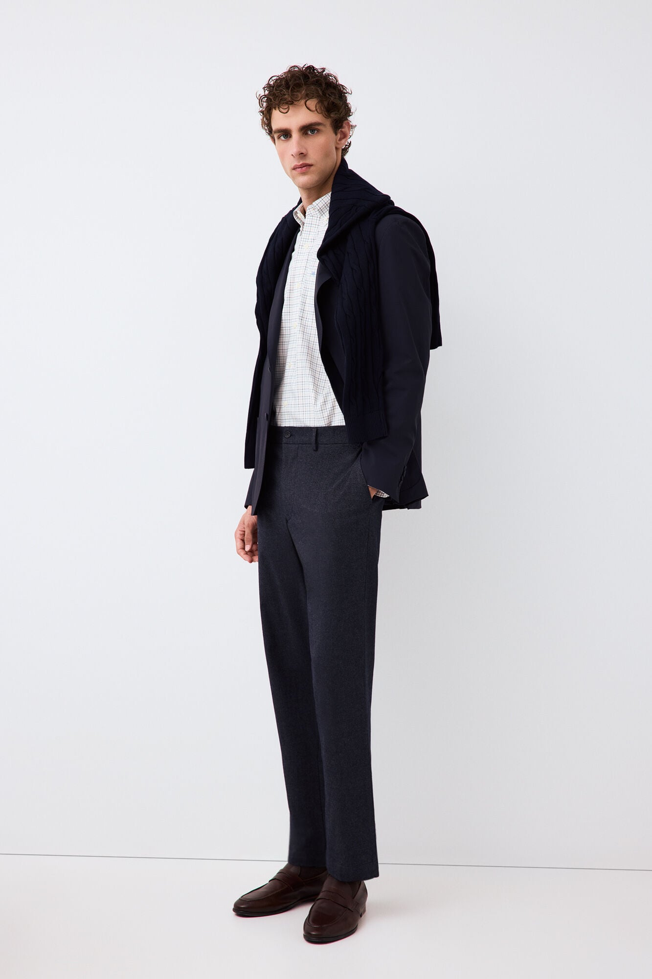 Pedro del Hierro Plaid twill shirt Grey