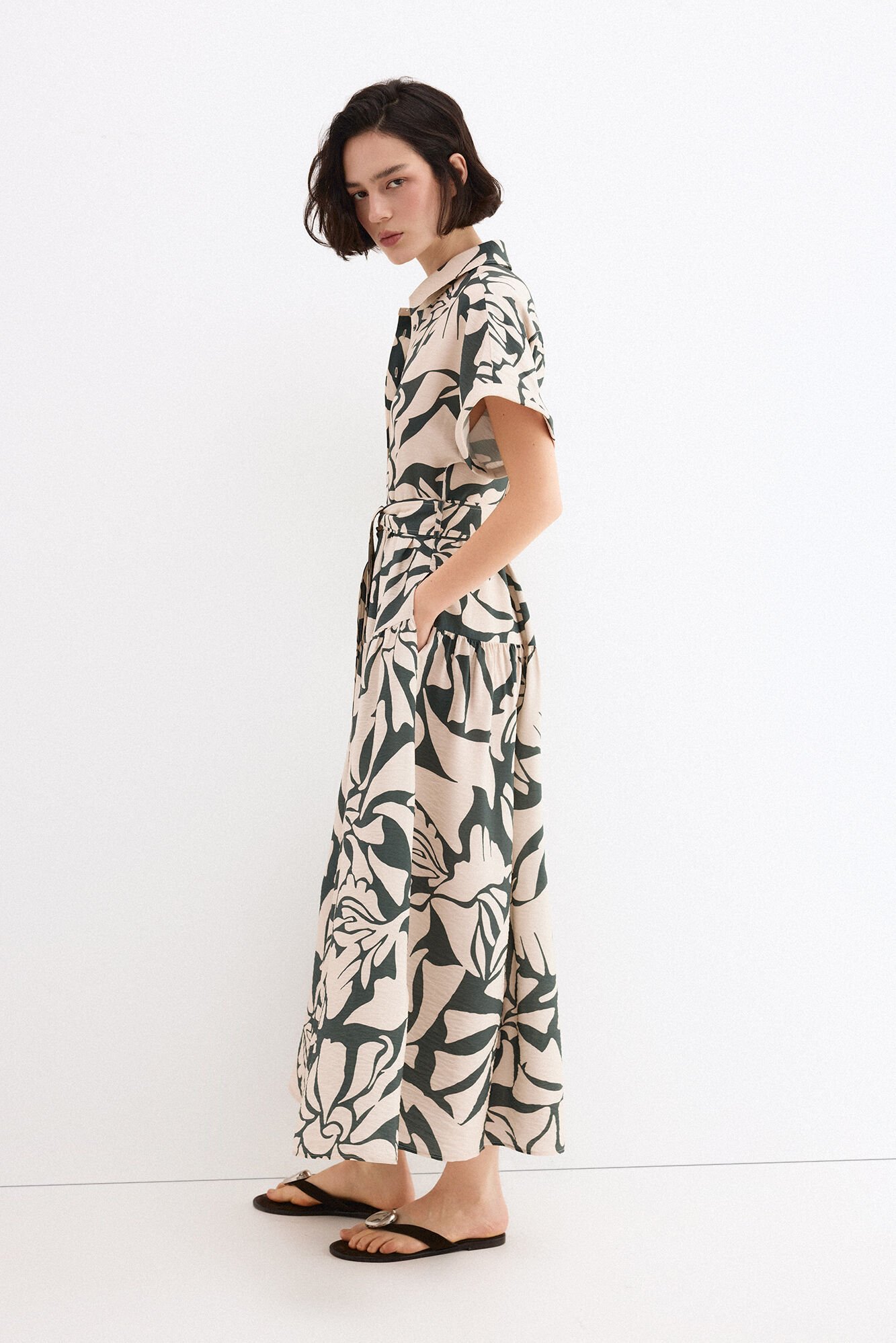 Pedro del Hierro Printed shirt dress Beige