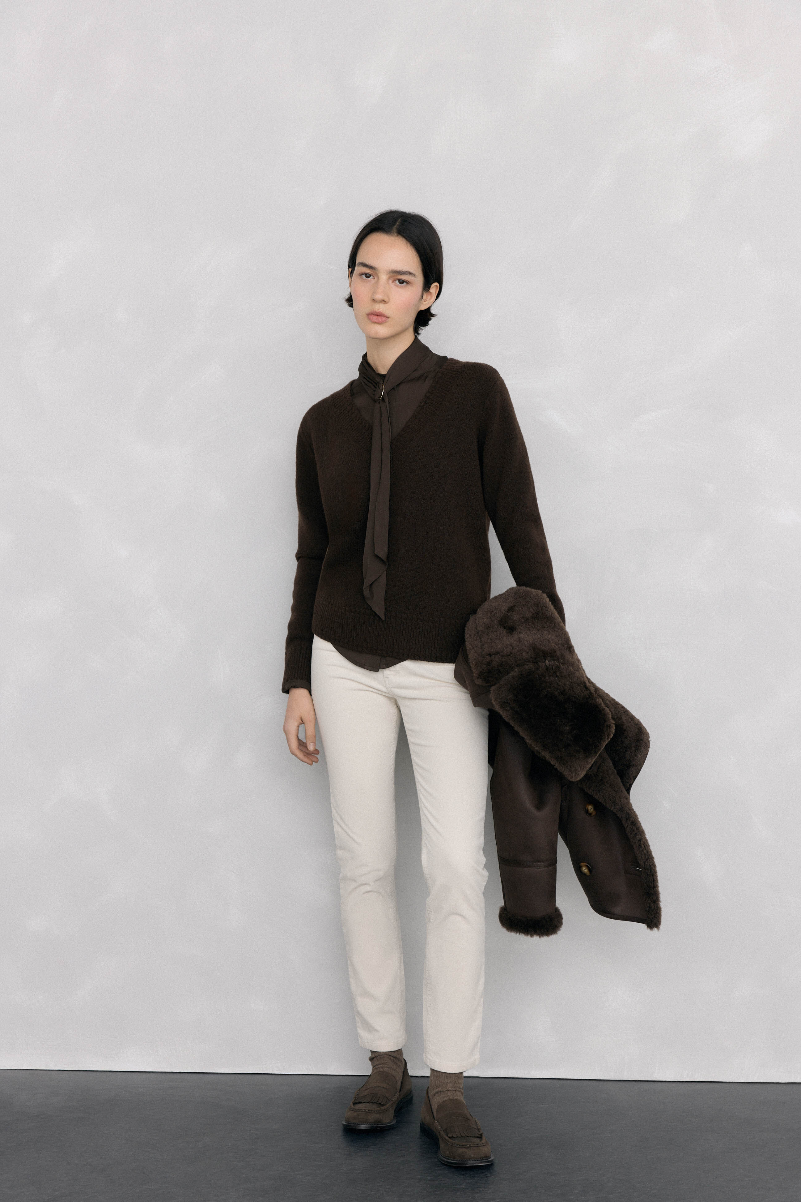 Pedro del Hierro Cal&ccedil;as push-up de veludo Ecru