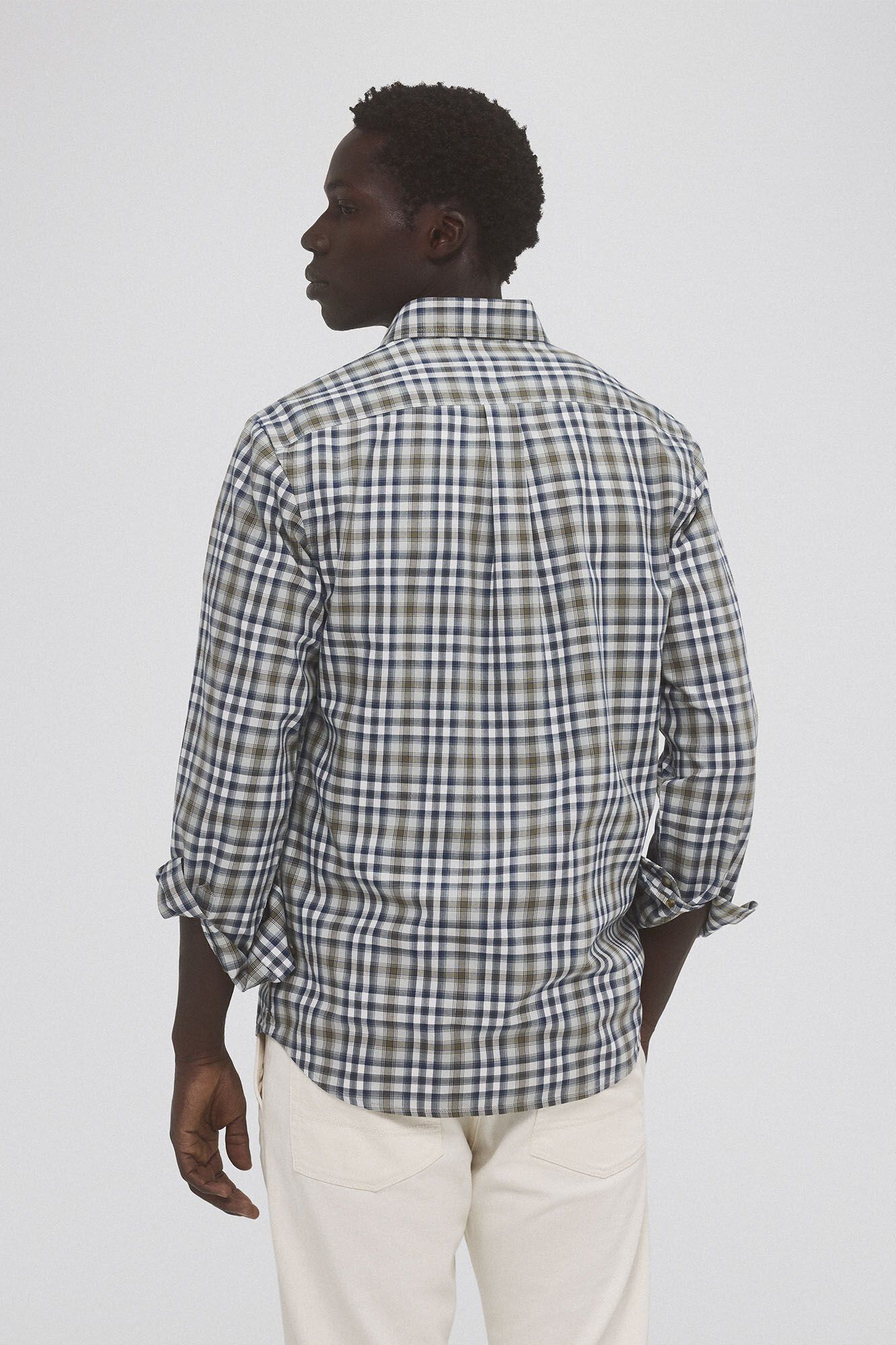 Pedro del Hierro Camisa twill xadrez Verde