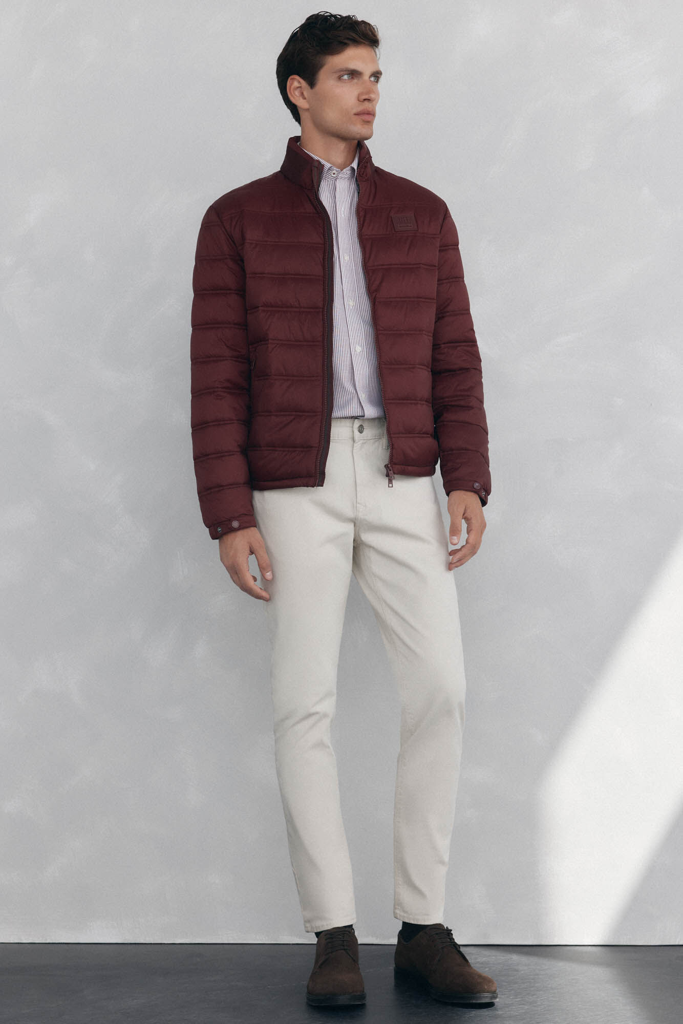 Pedro del Hierro Coloured slim fit 5-pocket trousers. Beige