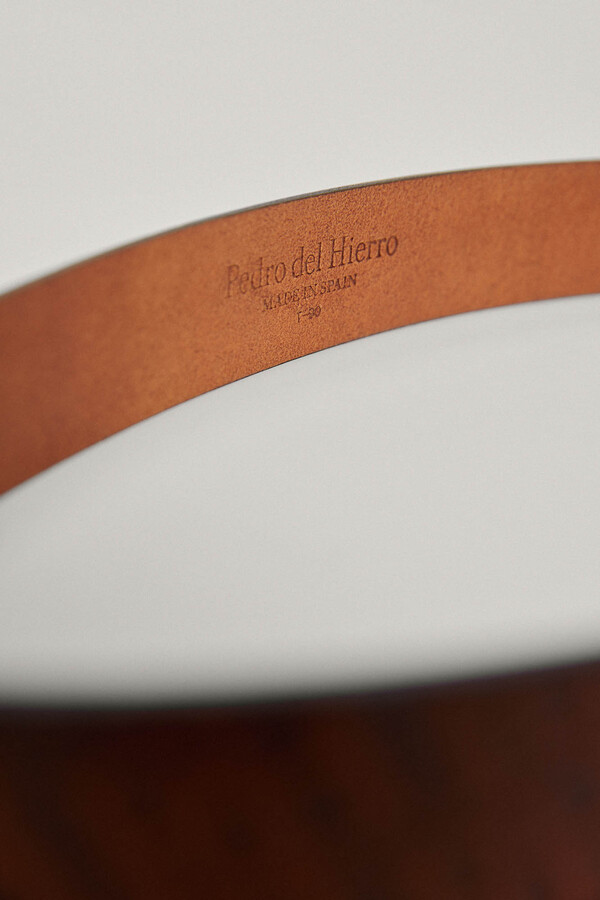 Pedro del Hierro Leather belt with logos Brown
