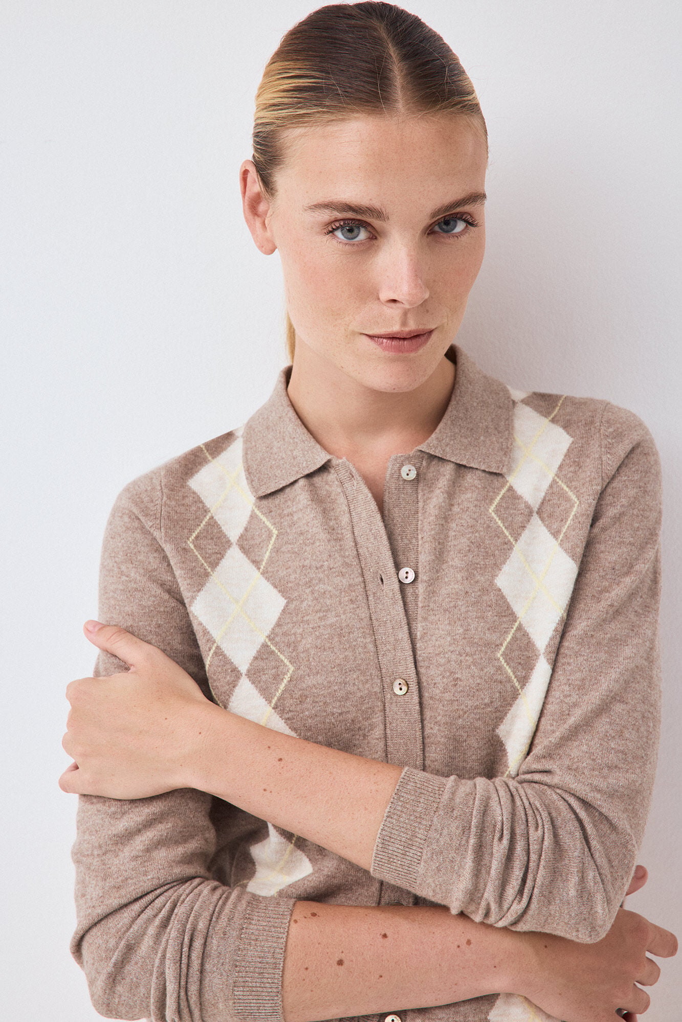 Pedro del Hierro Diamond intarsia polo neck jacket