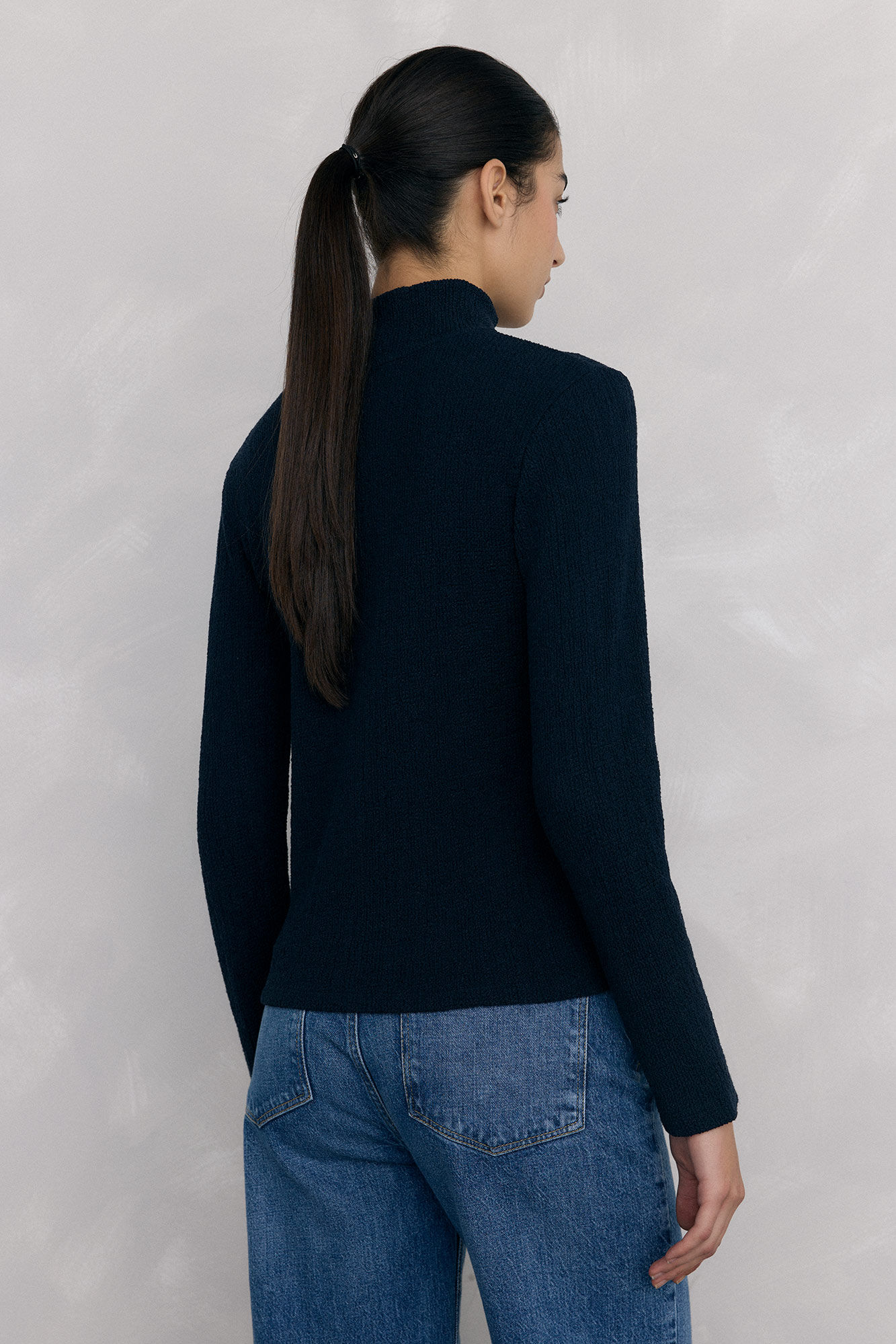 Pedro del Hierro T-shirt de gola alta amassada Azul