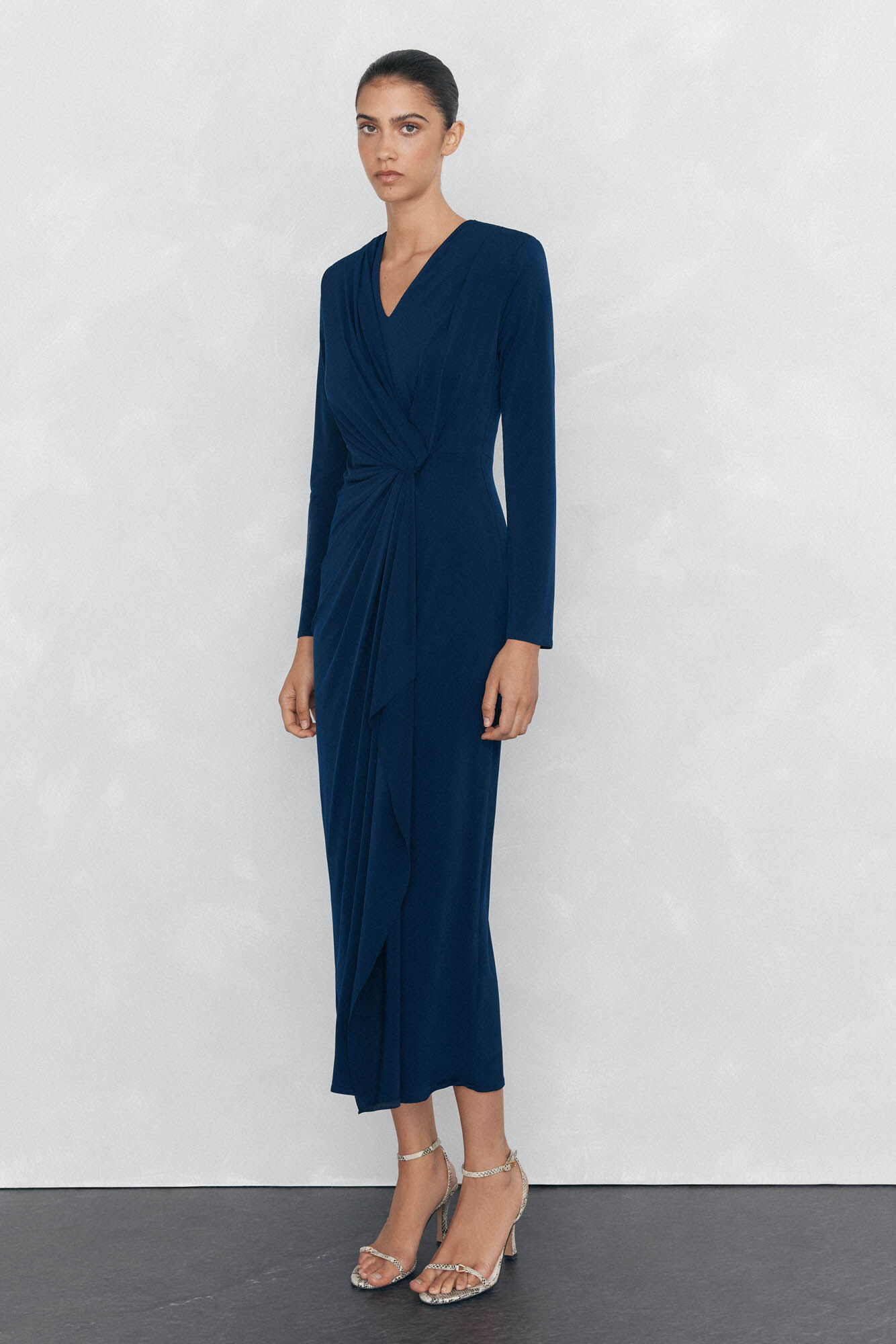 Pedro del Hierro Vestido justo com detalhe na cintura Azul
